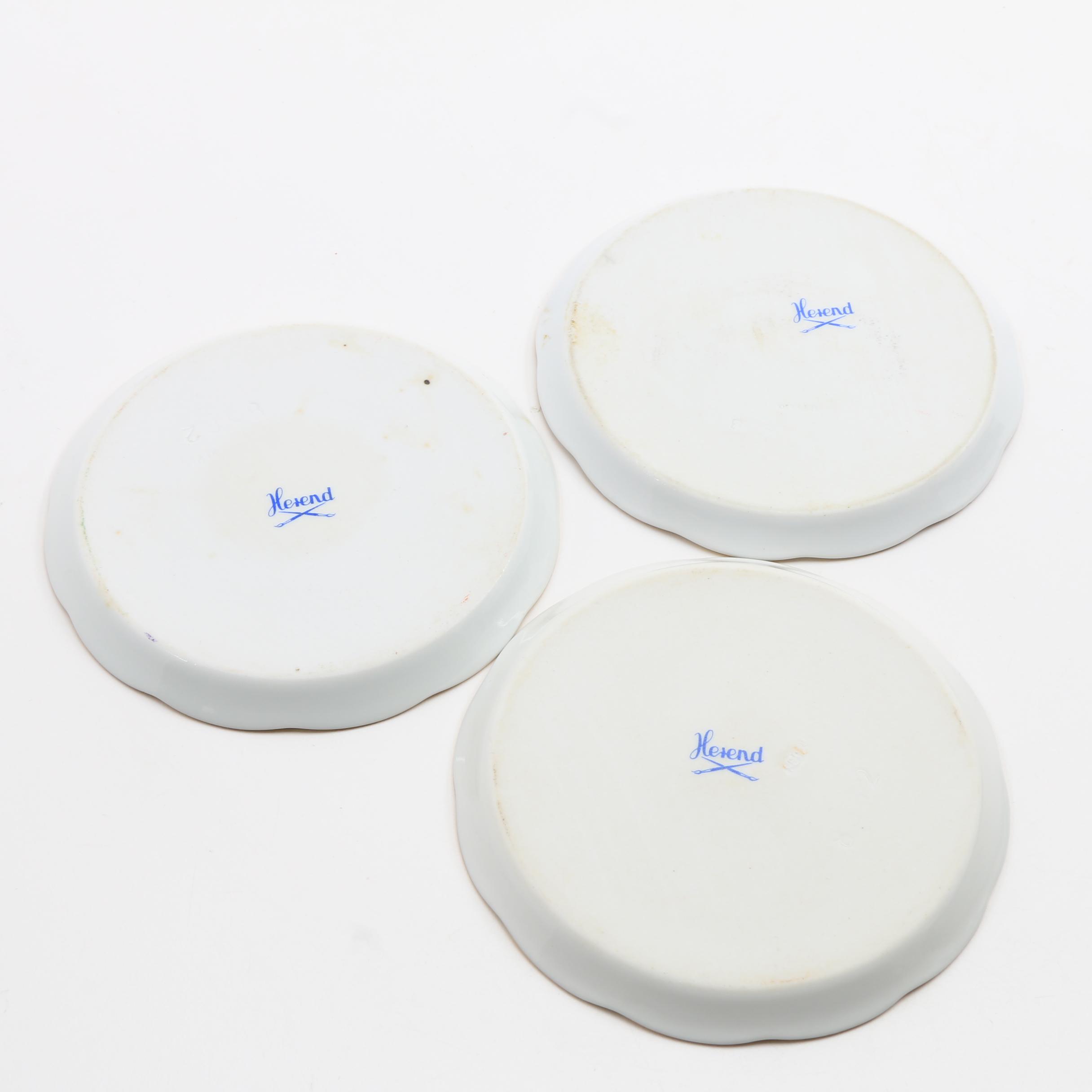 Herend Porcelain Covered Pot, Butter Pat and Salt Dishes