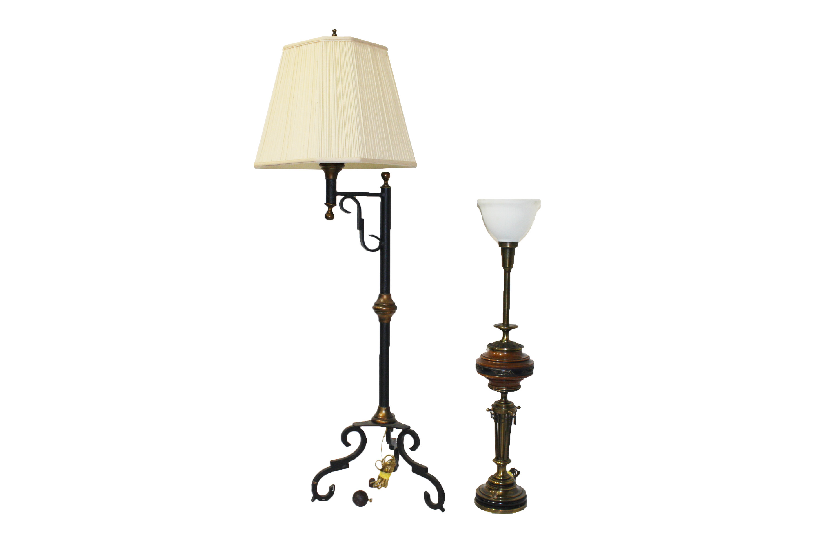 Pair of Ornate Metal Lamps