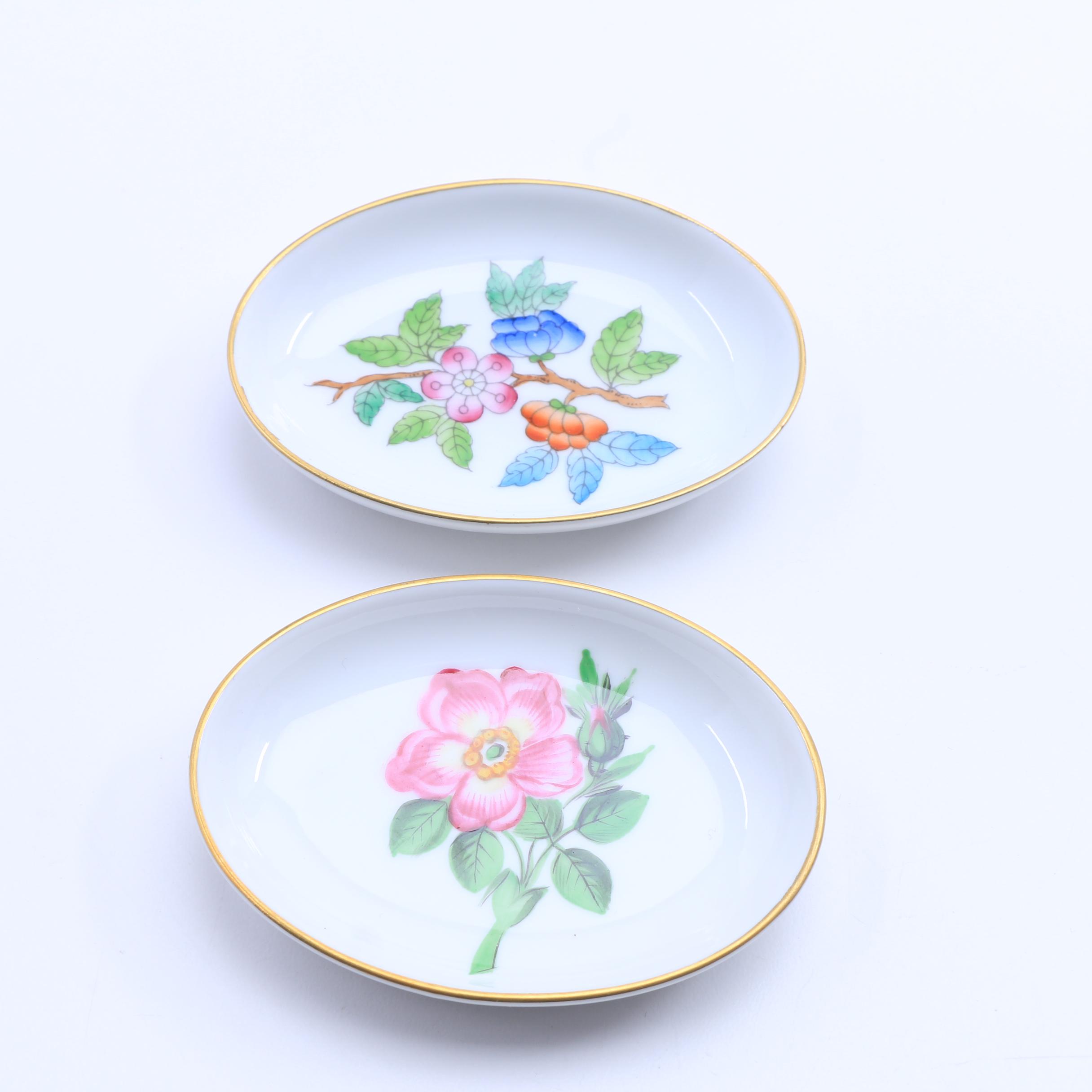 Four Small Herend Hand Painted Porcelains