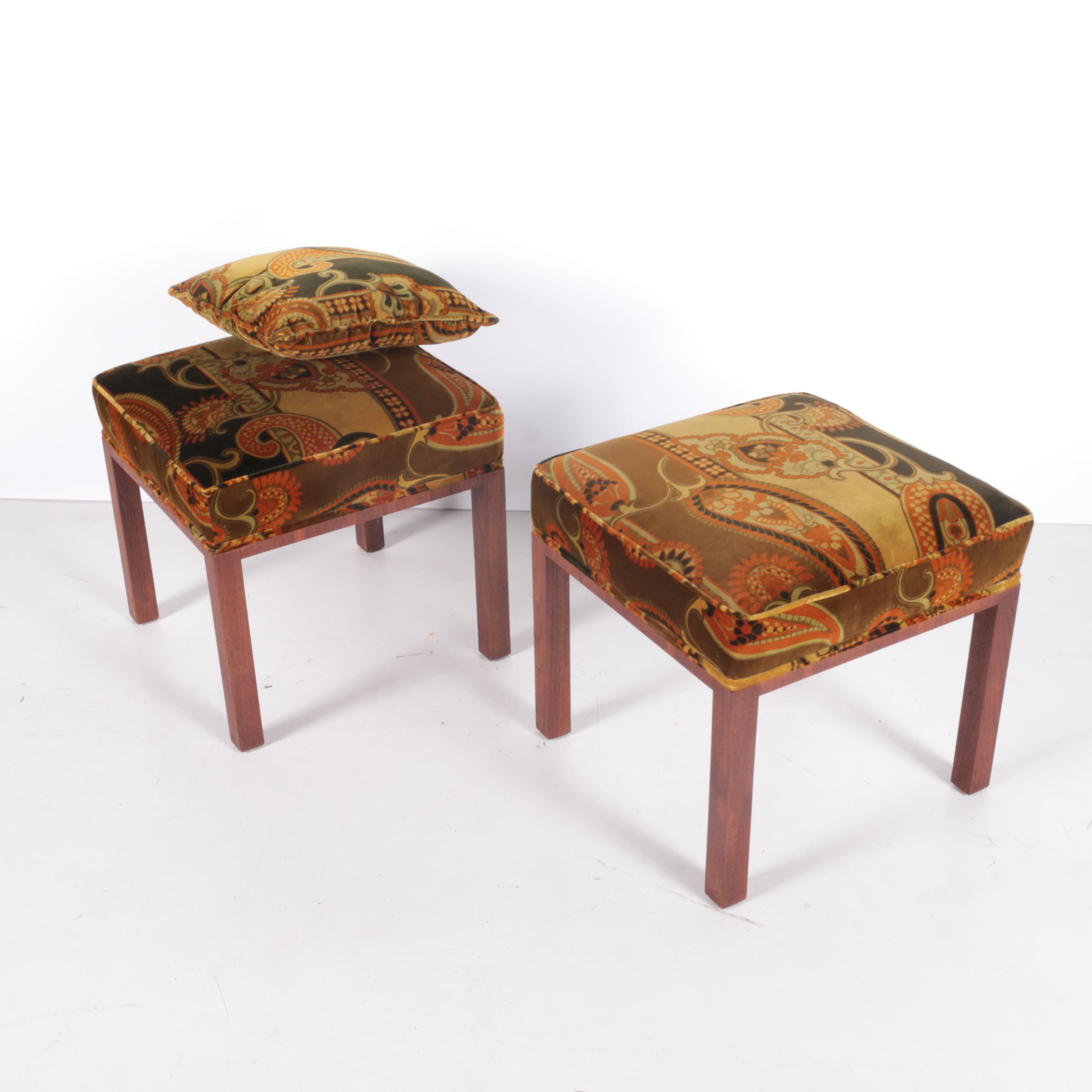 Danish Mid-Century Upholstered Stool Pair by RYA