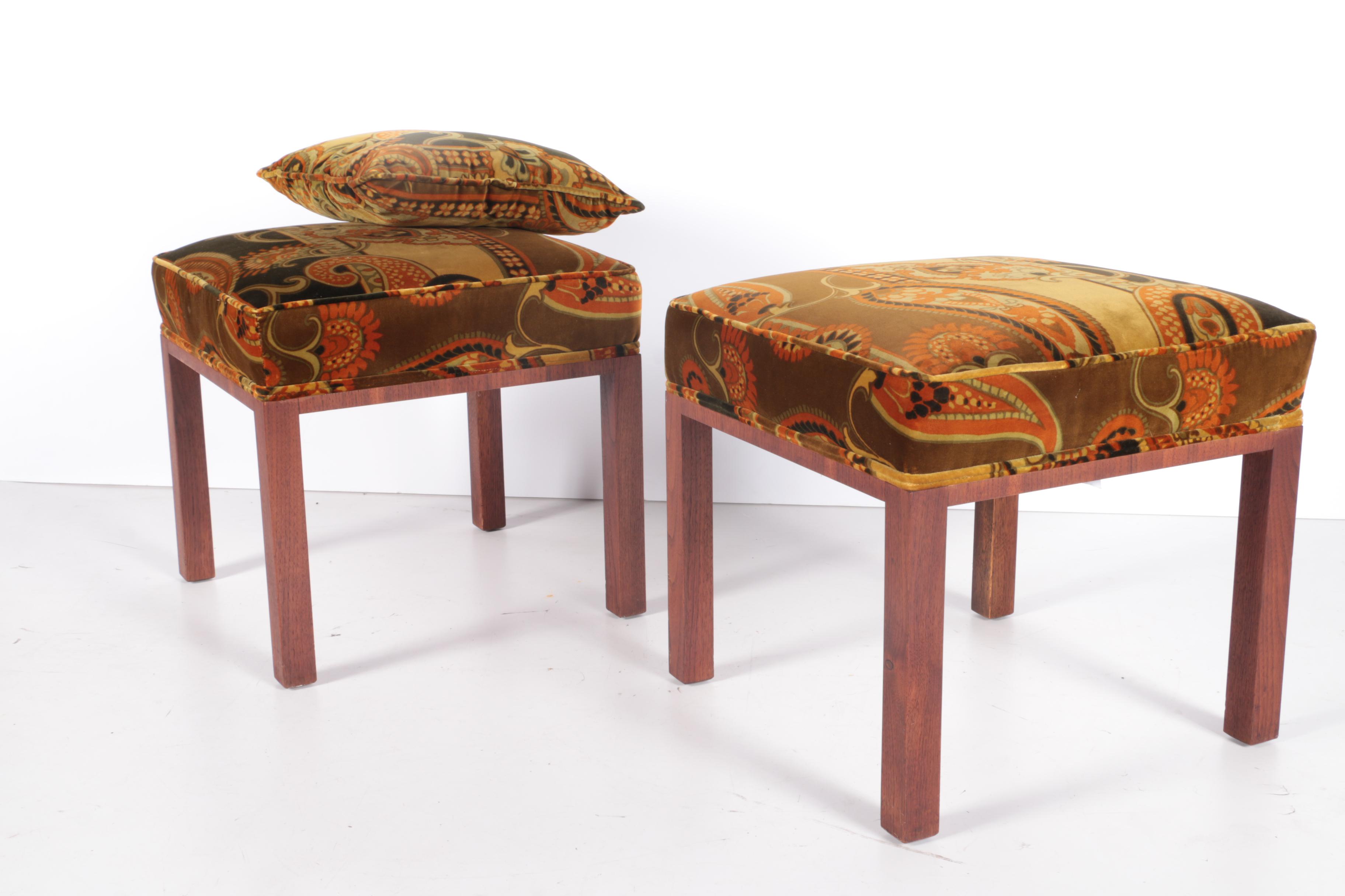 Danish Mid-Century Upholstered Stool Pair by RYA
