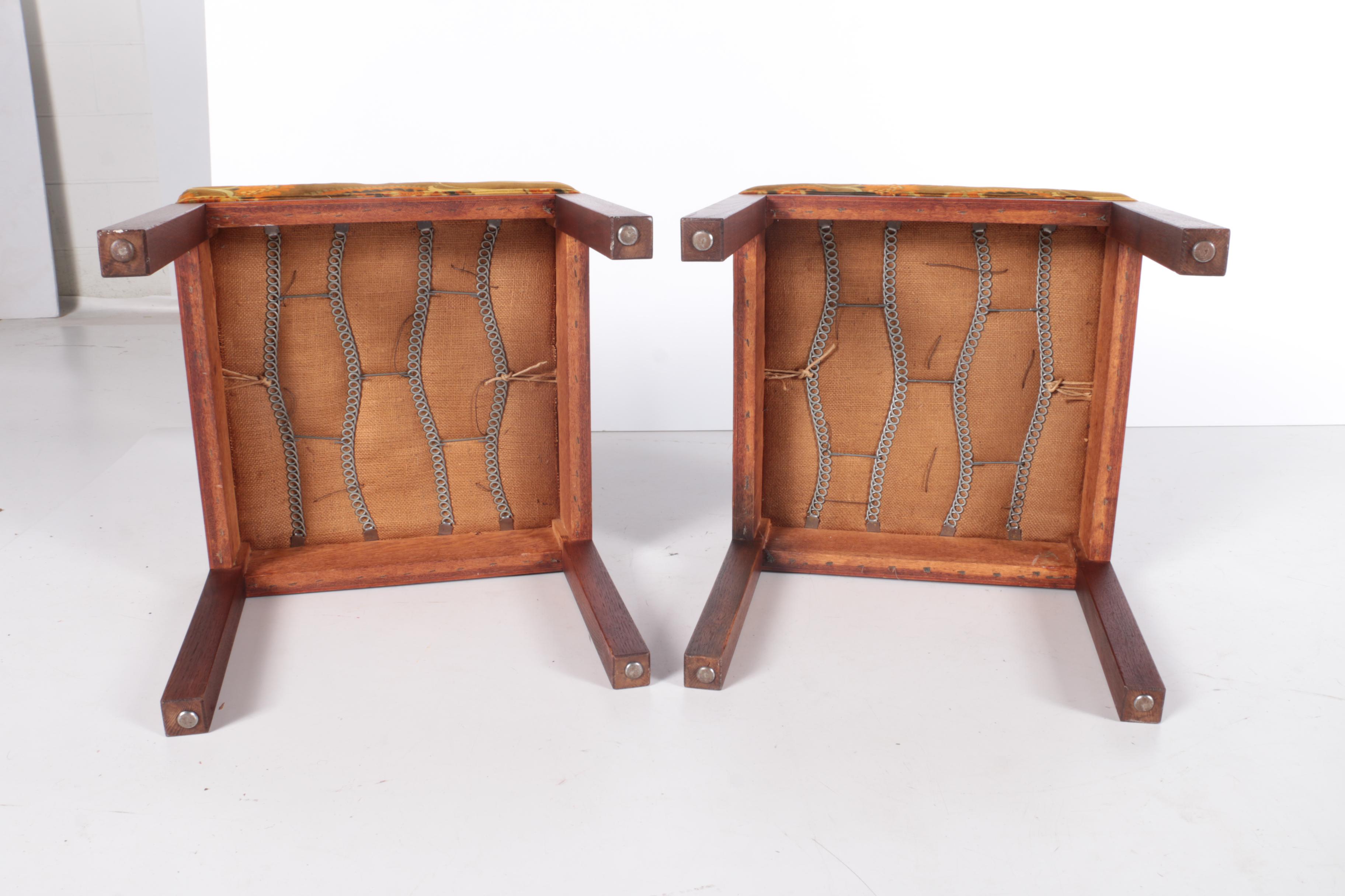 Danish Mid-Century Upholstered Stool Pair by RYA