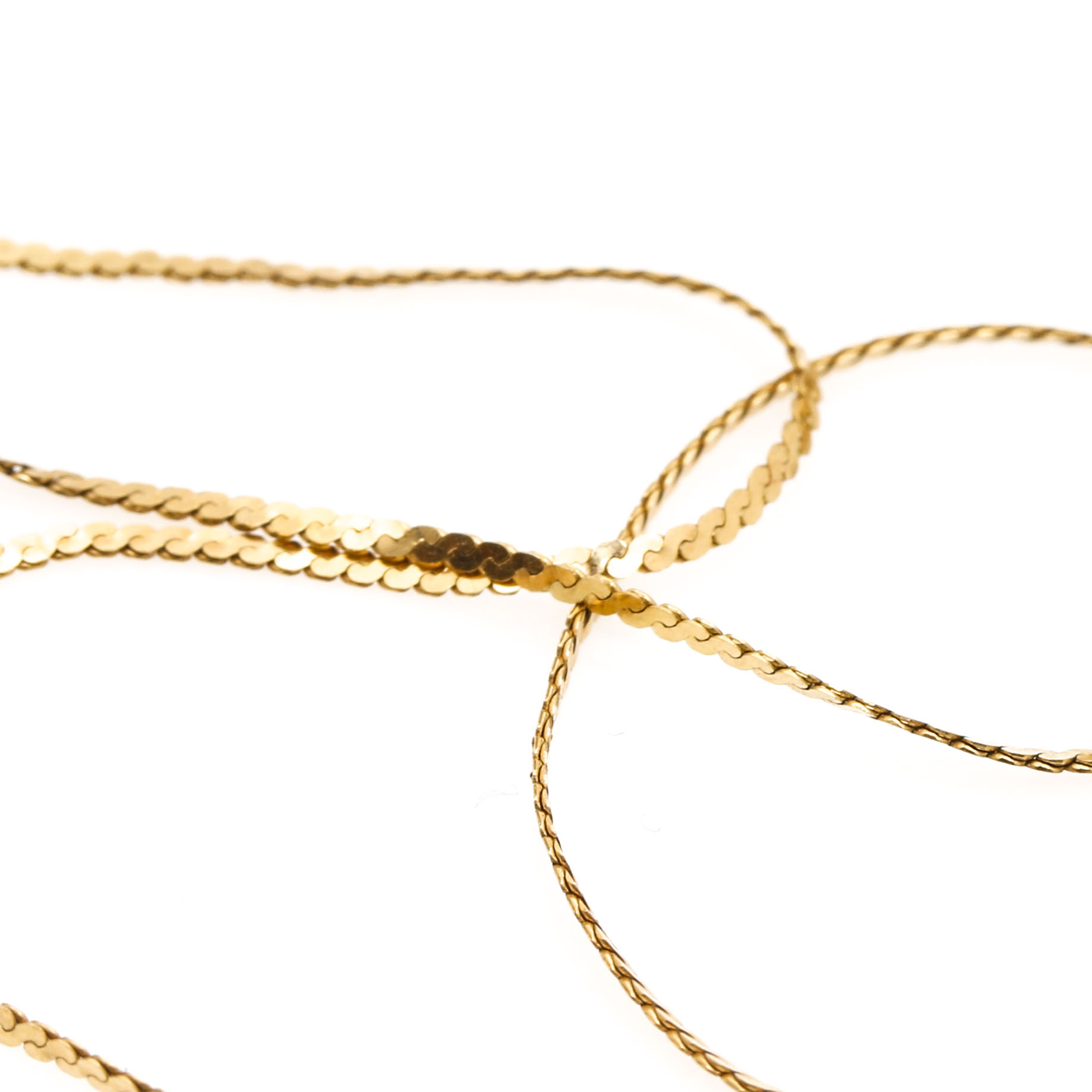 Assortment of 14K Yellow Gold Chain Necklaces Including Tiger's Eye