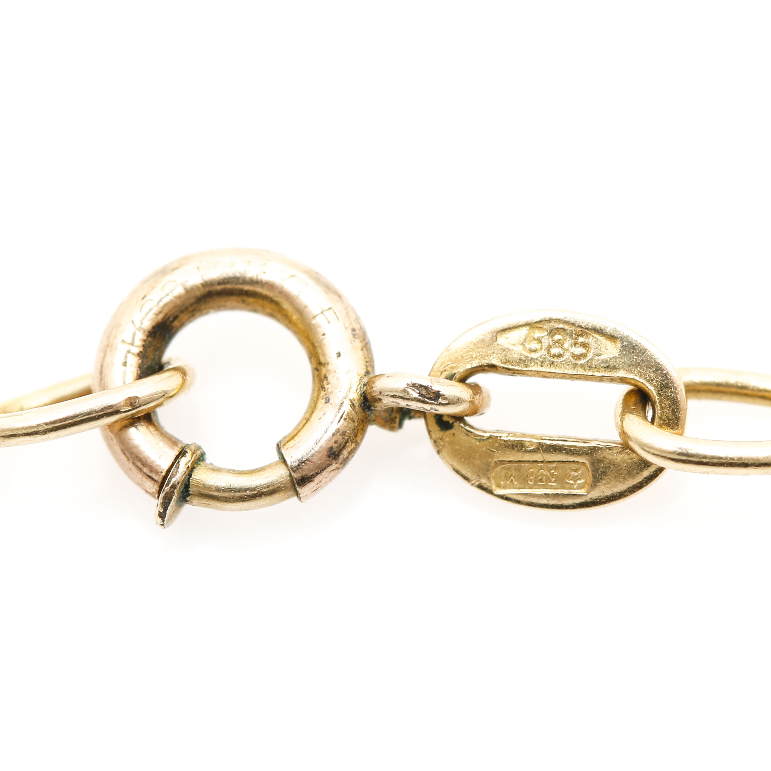 Assortment of 14K Yellow Gold Chain Necklaces Including Tiger's Eye