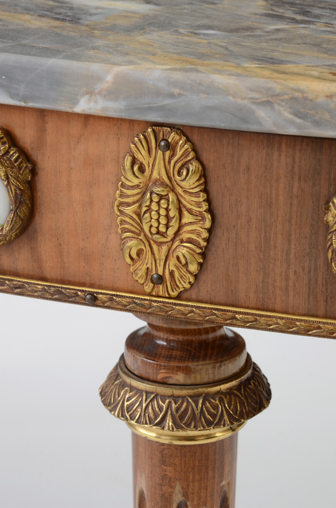 Sevrés-Style French Coffee Table with Oval Marble Top