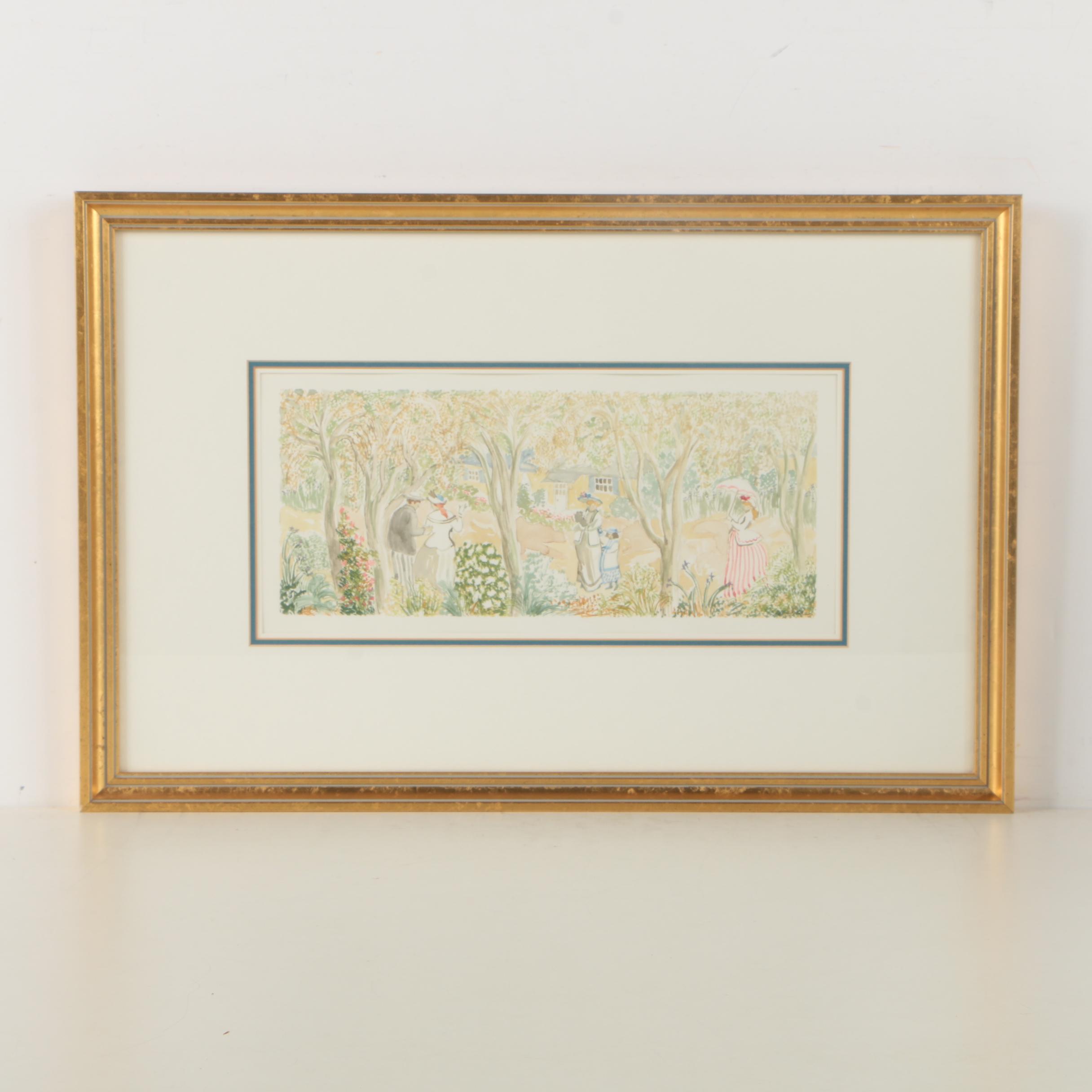 Norma Watercolor Painting on Paper of Park Scene