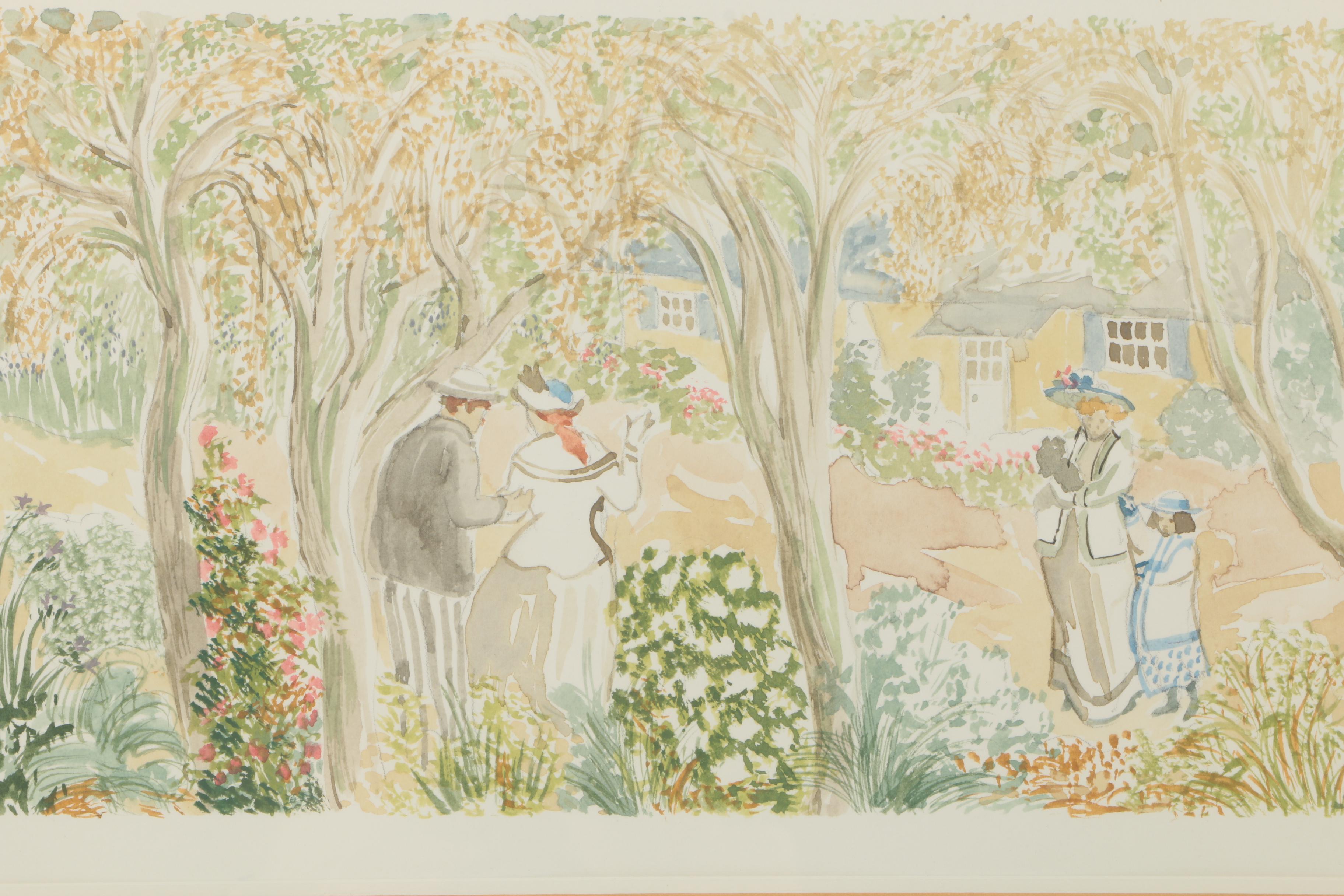 Norma Watercolor Painting on Paper of Park Scene