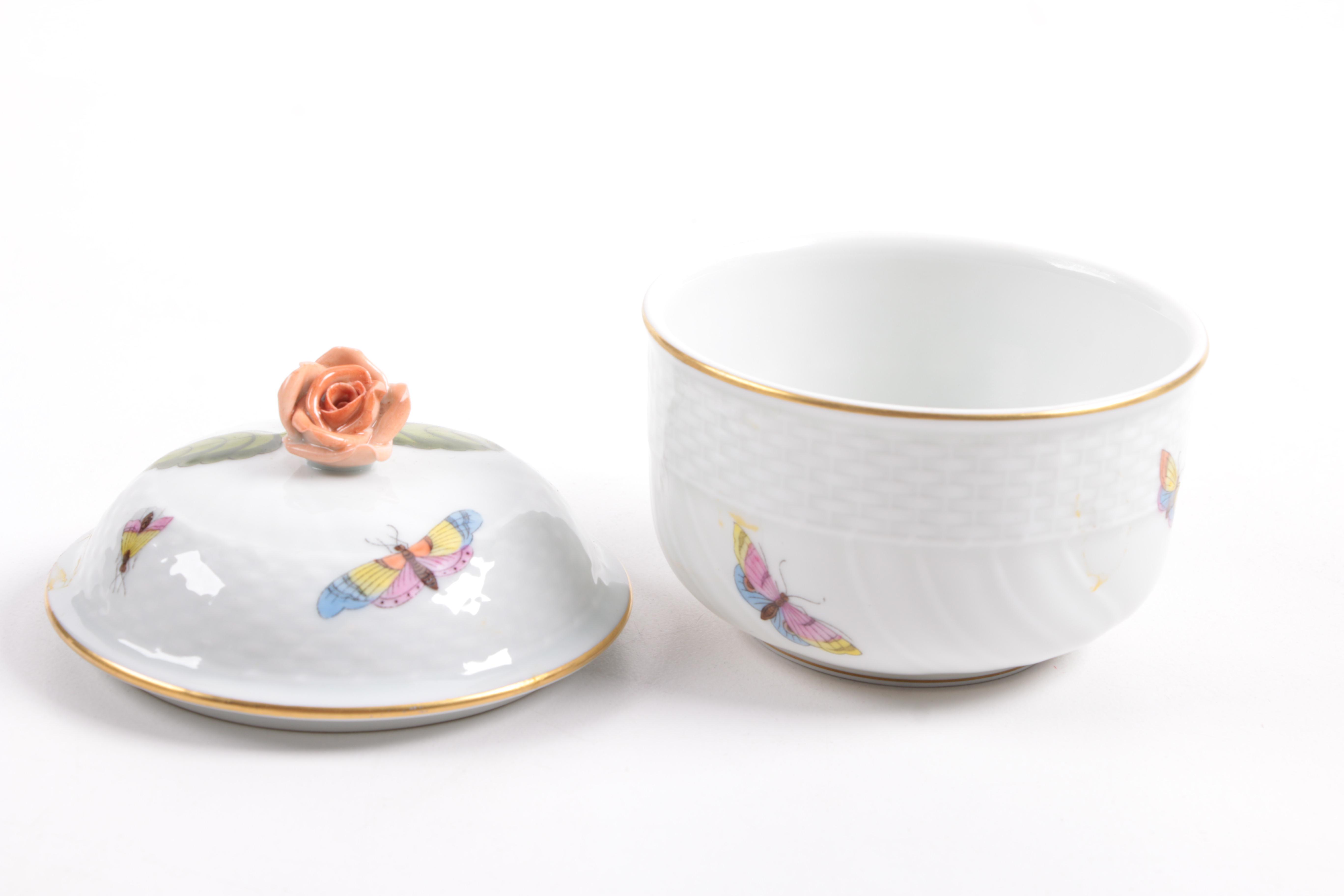 Herend "Rothschild Bird" Porcelain Lidded Containers