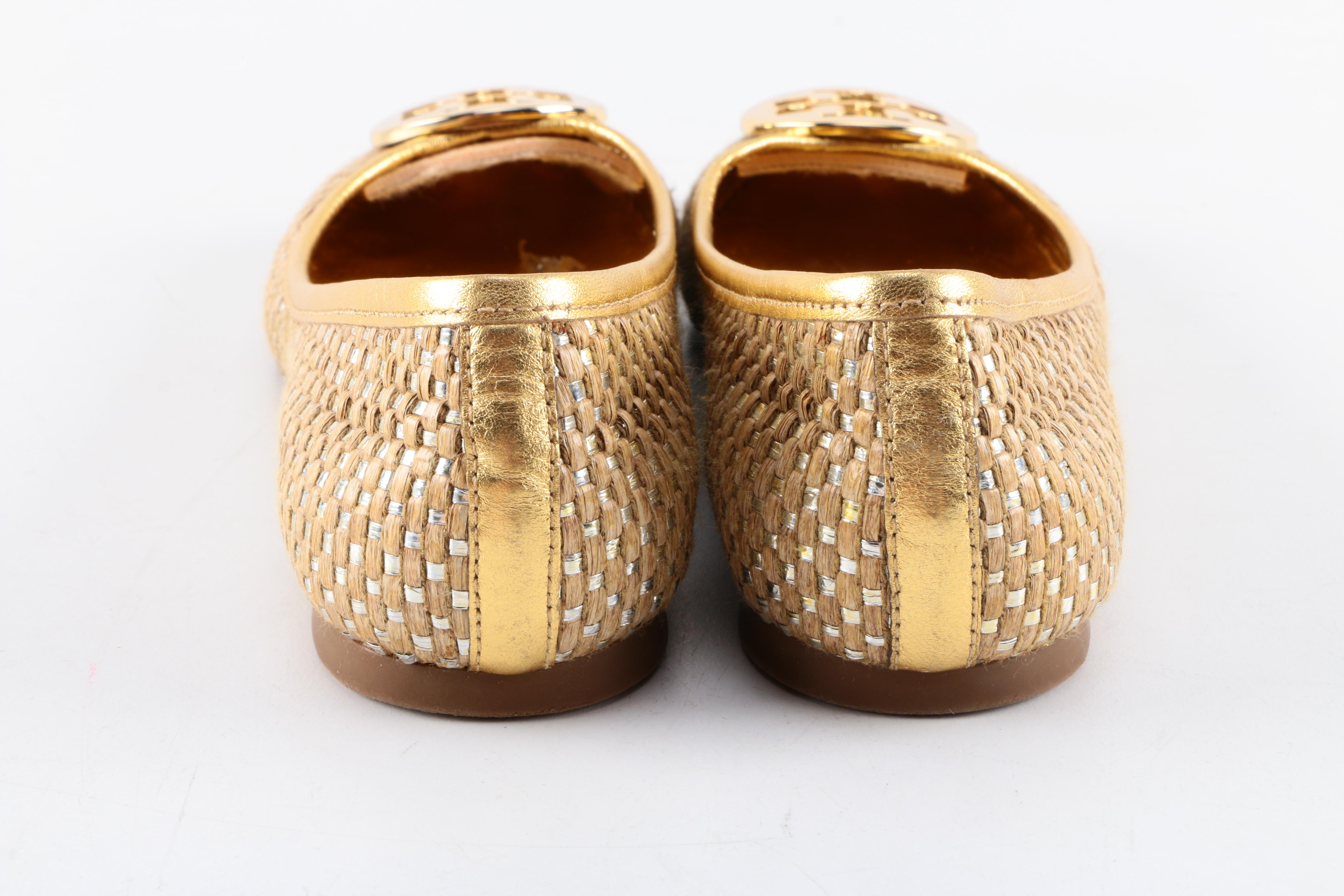 Tory Burch Metallic Gold Woven Flats