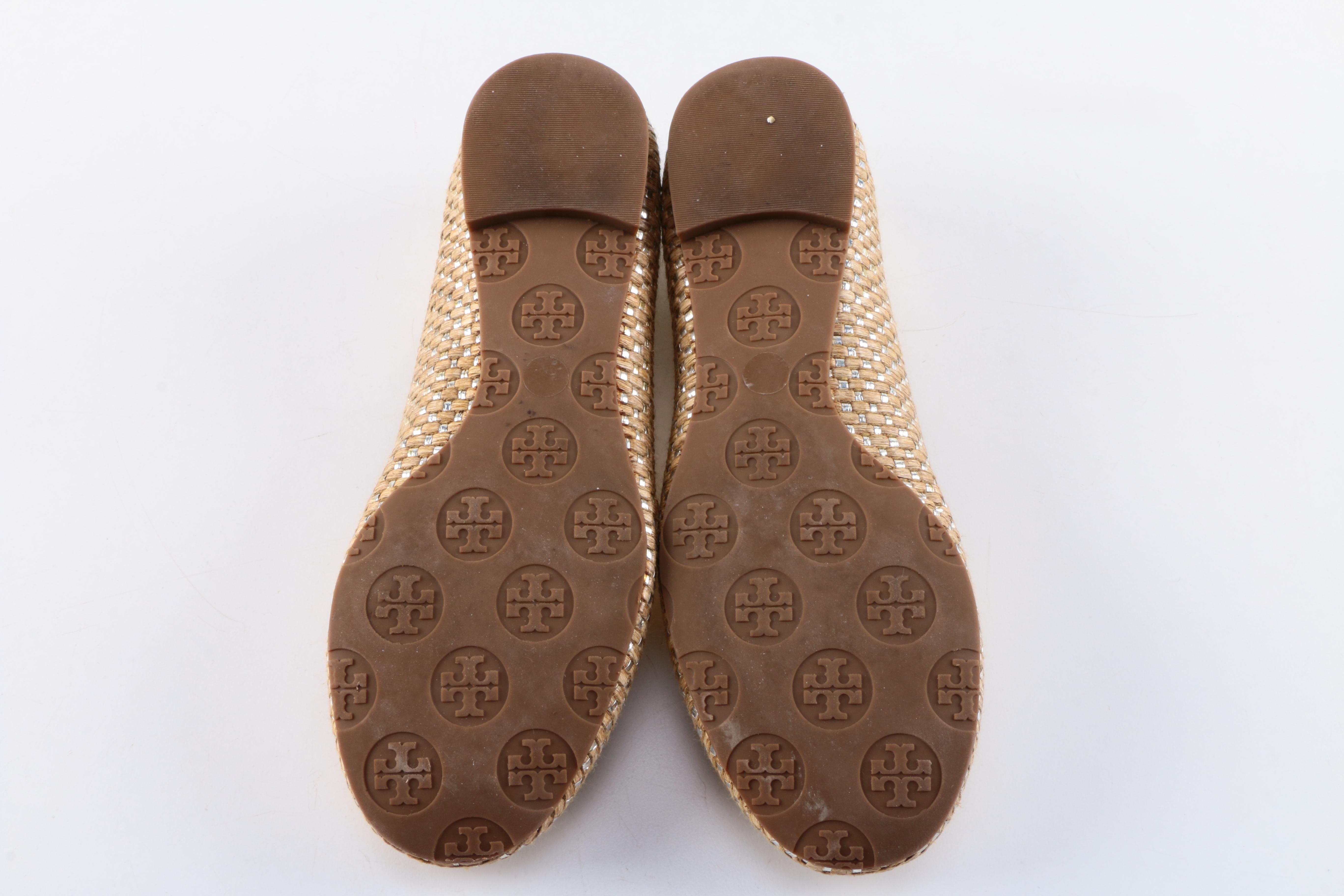 Tory Burch Metallic Gold Woven Flats