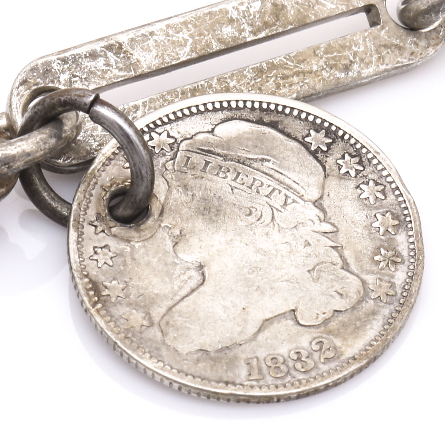 Coin Silver 1832 Liberty Head Dime Fob Chain