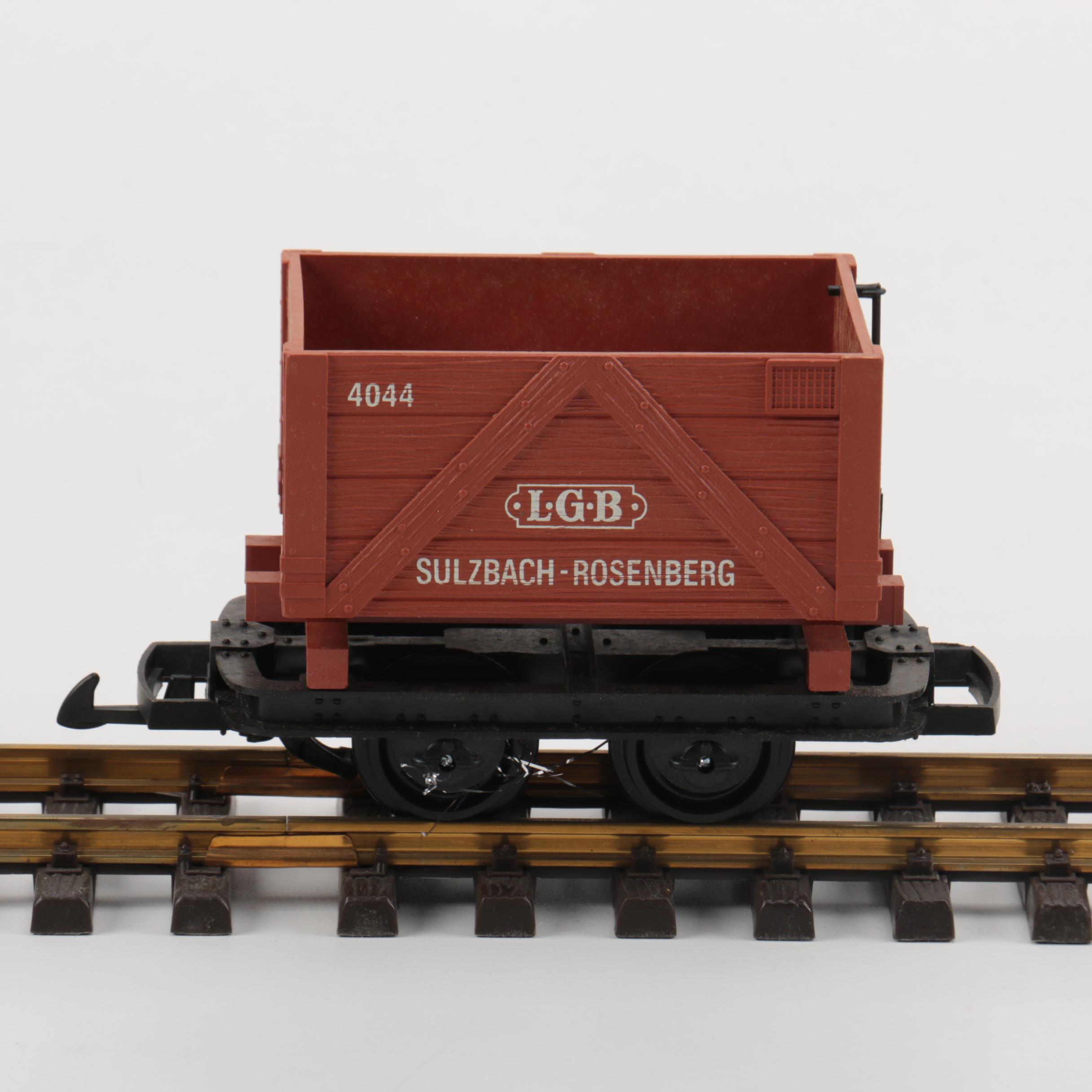Collection of LGB Model Train Cars and Track