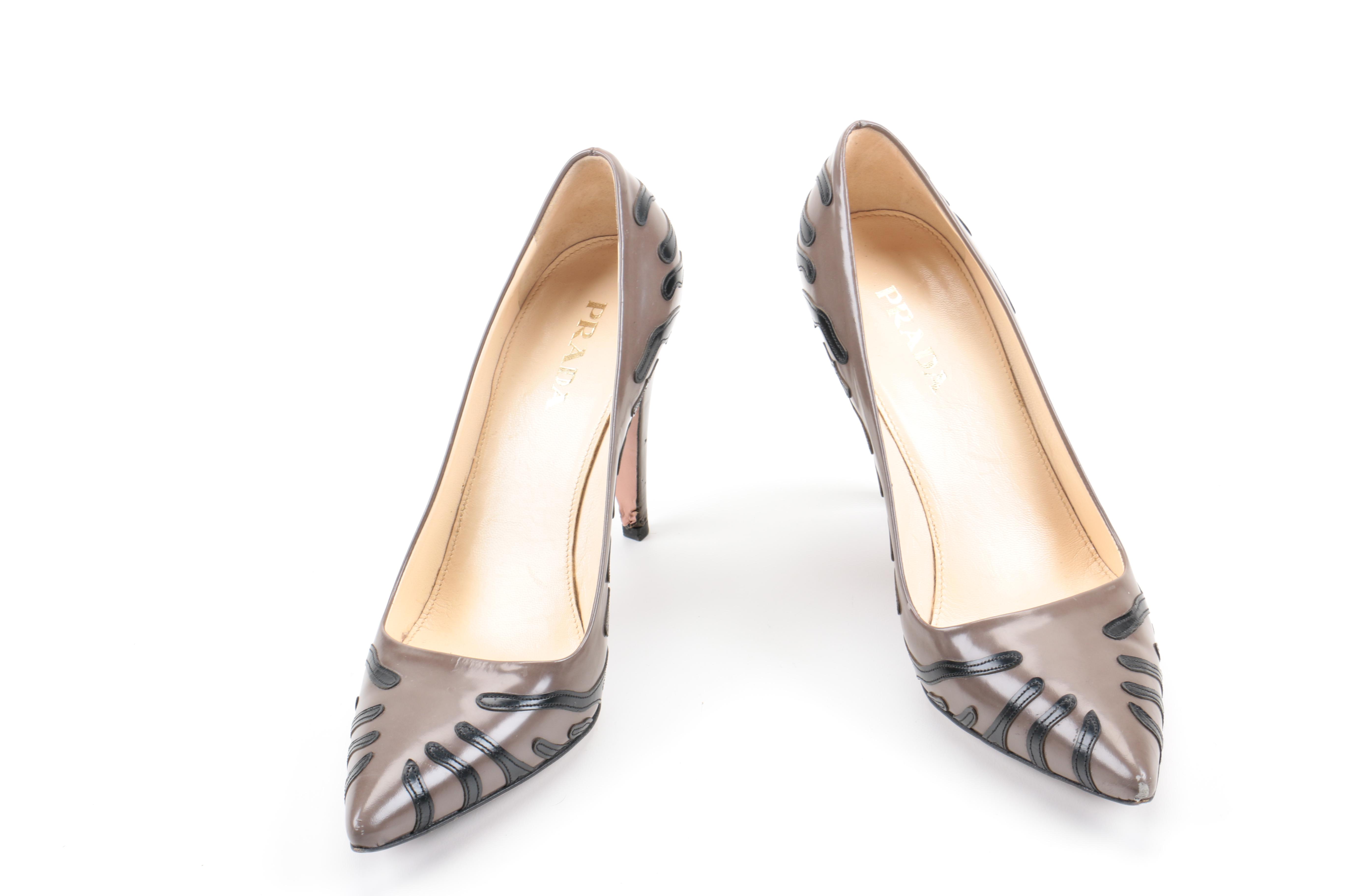 Prada Taupe Leather Pumps