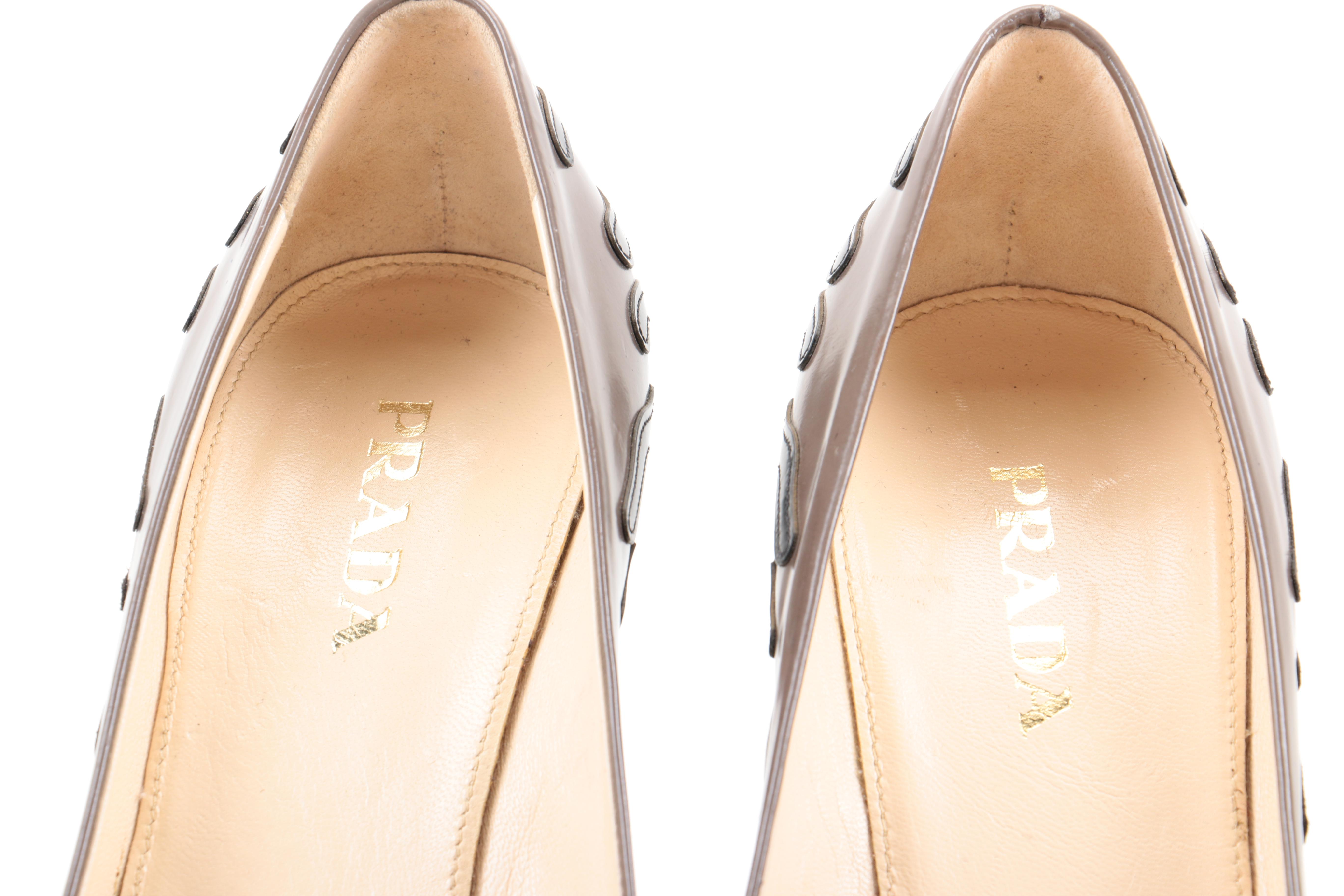 Prada Taupe Leather Pumps