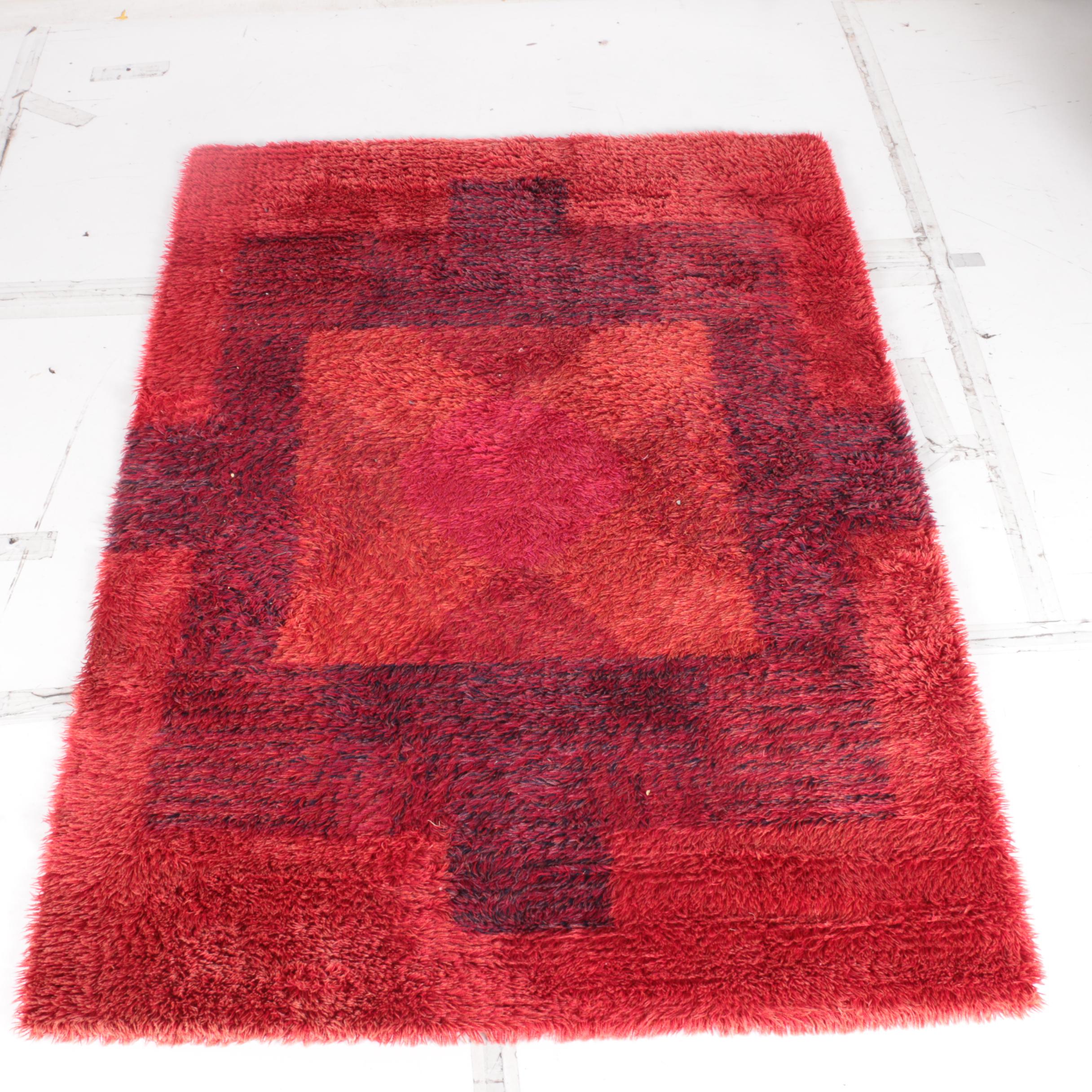 Vintage Machine Made Graphic Shag Area Rug by Rya