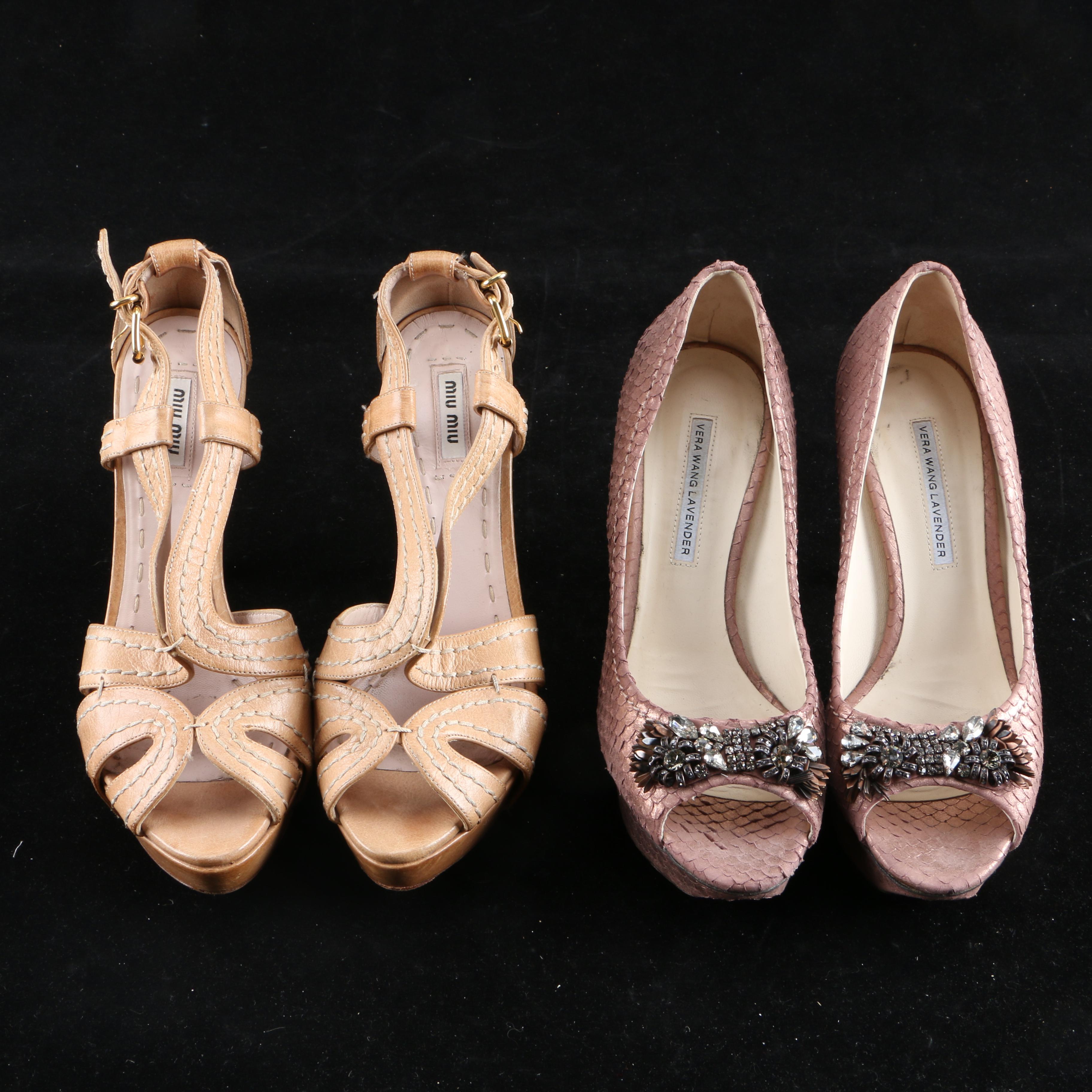 Miu Miu and Vera Wang Lavender Peep Toe Heels