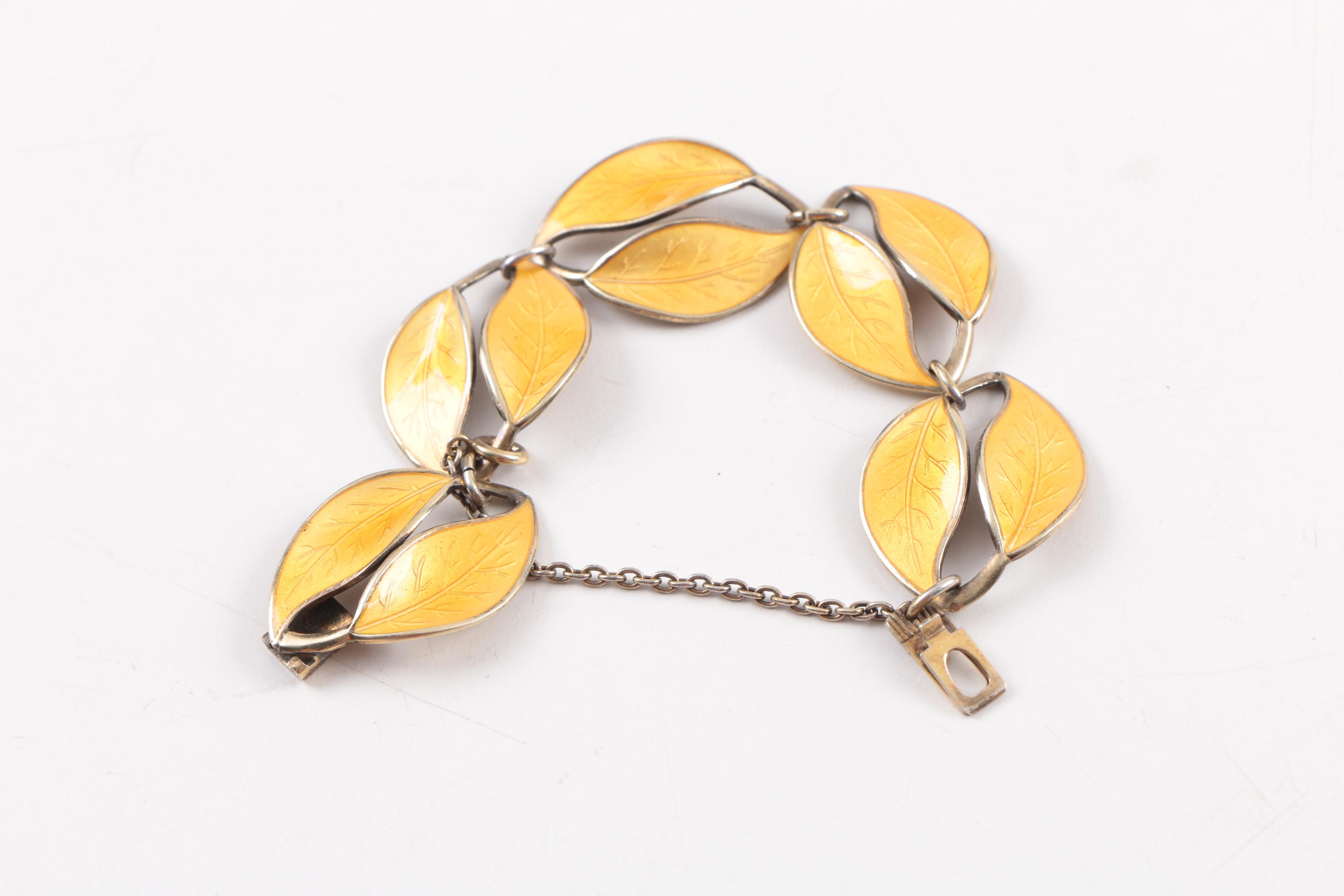 David Andersen Sterling Silver and Enamel Necklace and Bracelet