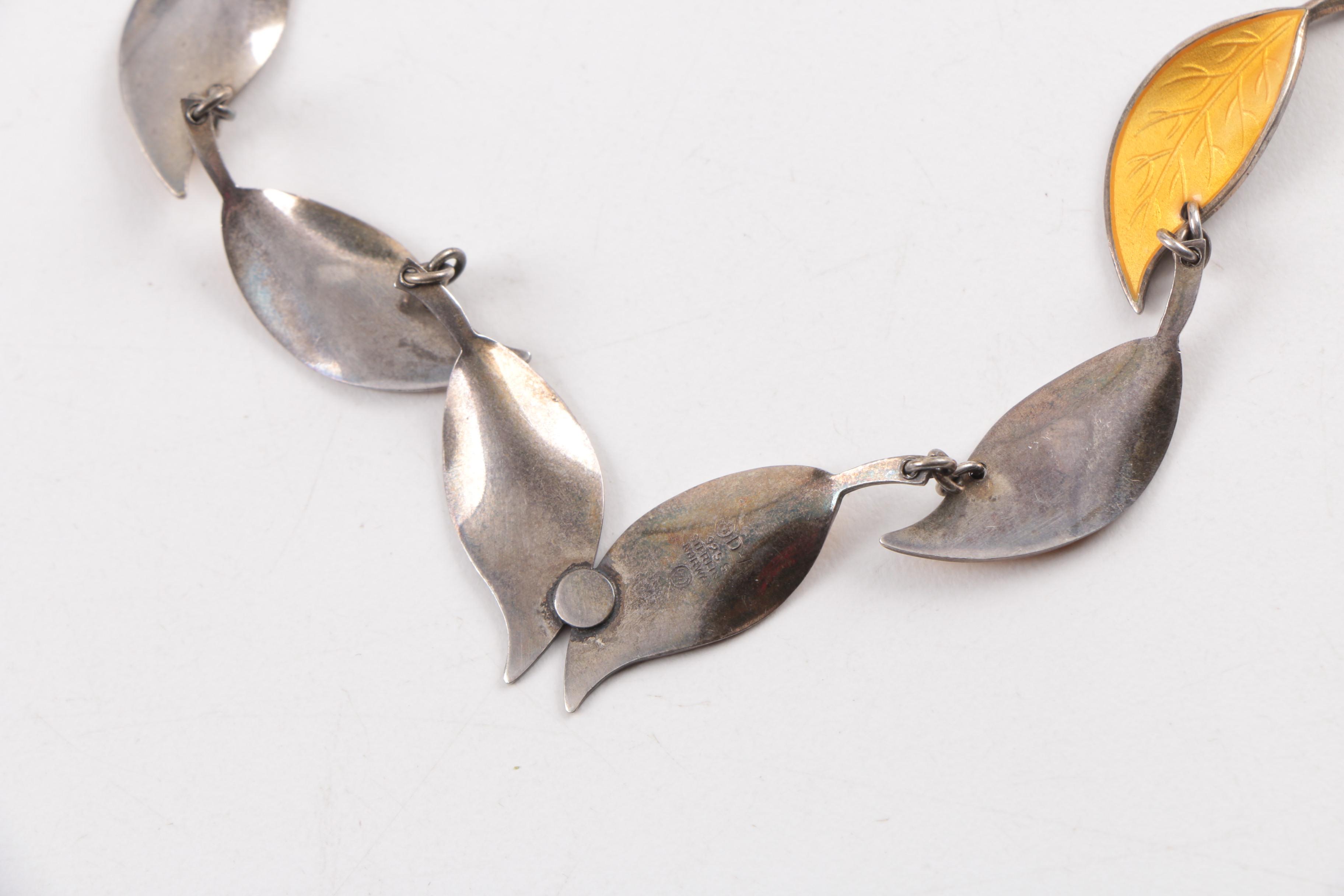 David Andersen Sterling Silver and Enamel Necklace and Bracelet