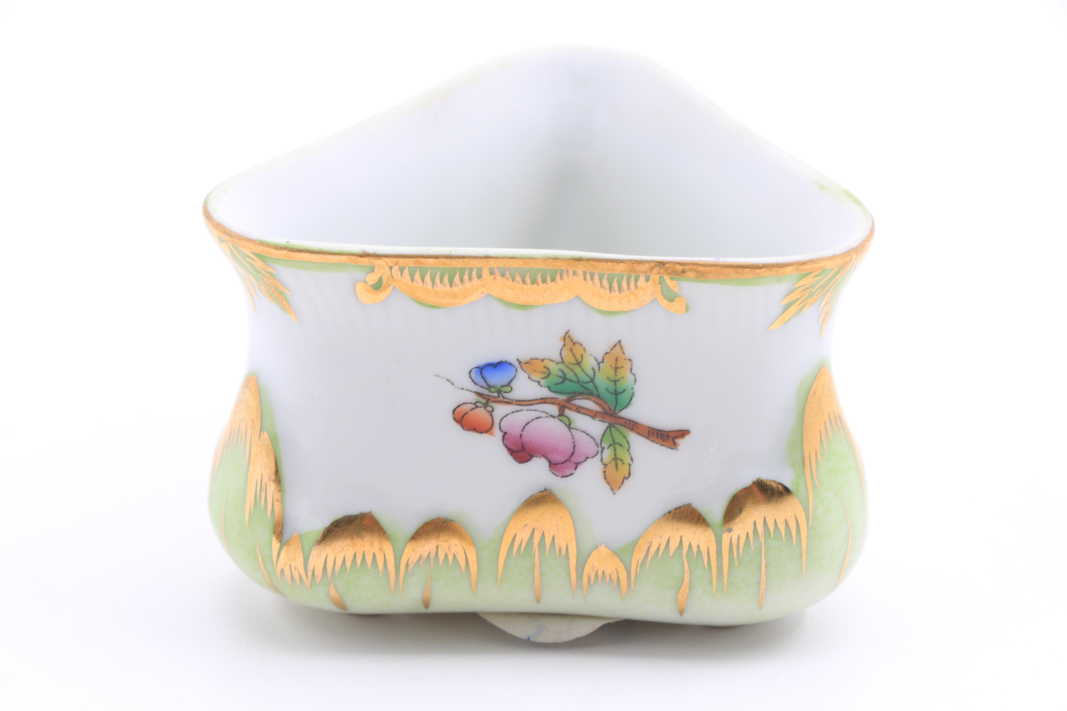 Herend Hand Painted Covered Box, Covered Triangular Box and Boot