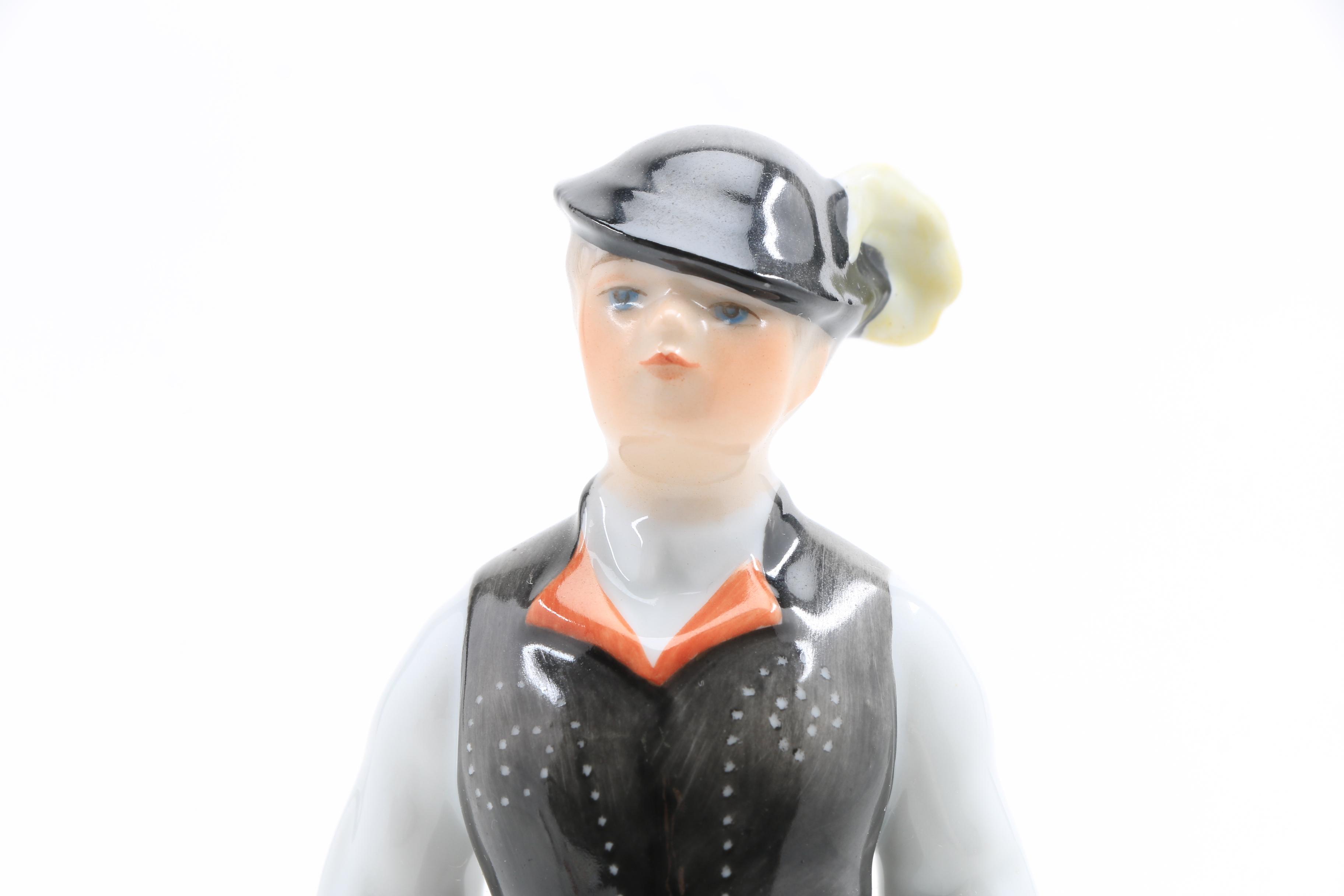 Herend Porcelain Figurine Of A Boy With Axe
