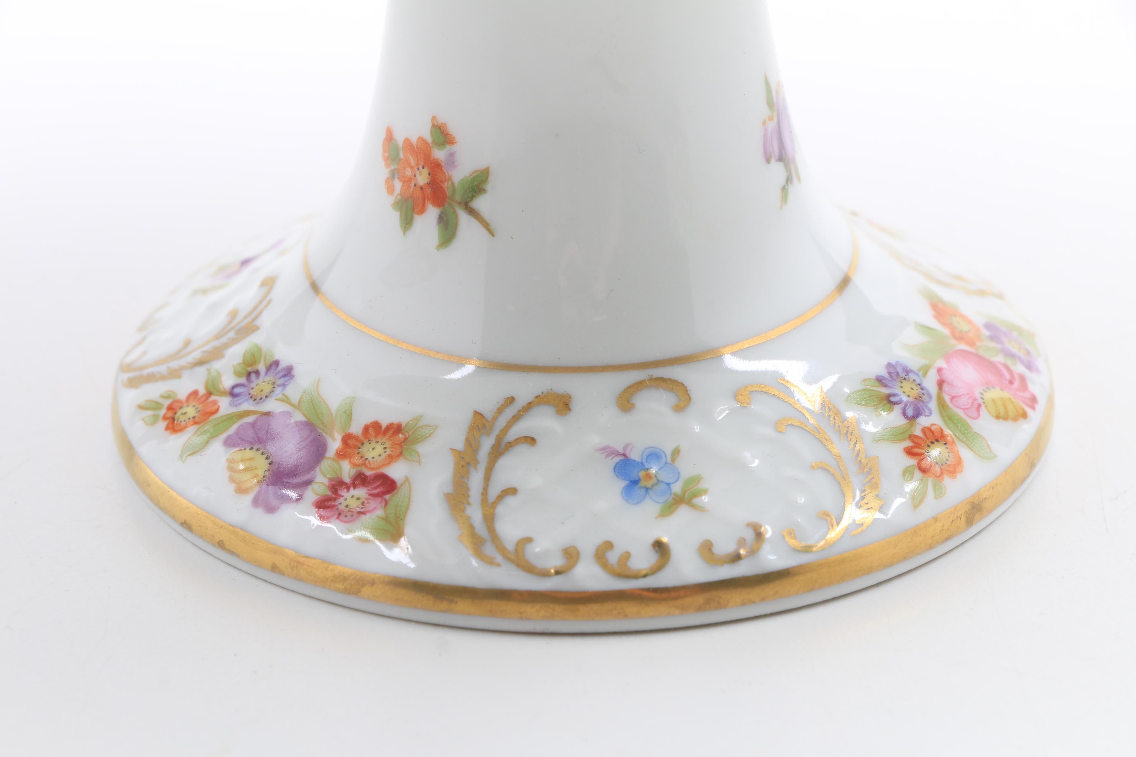 Schuman Bavarian Porcelain, "Chateau Bouquet" Compotes and Pot