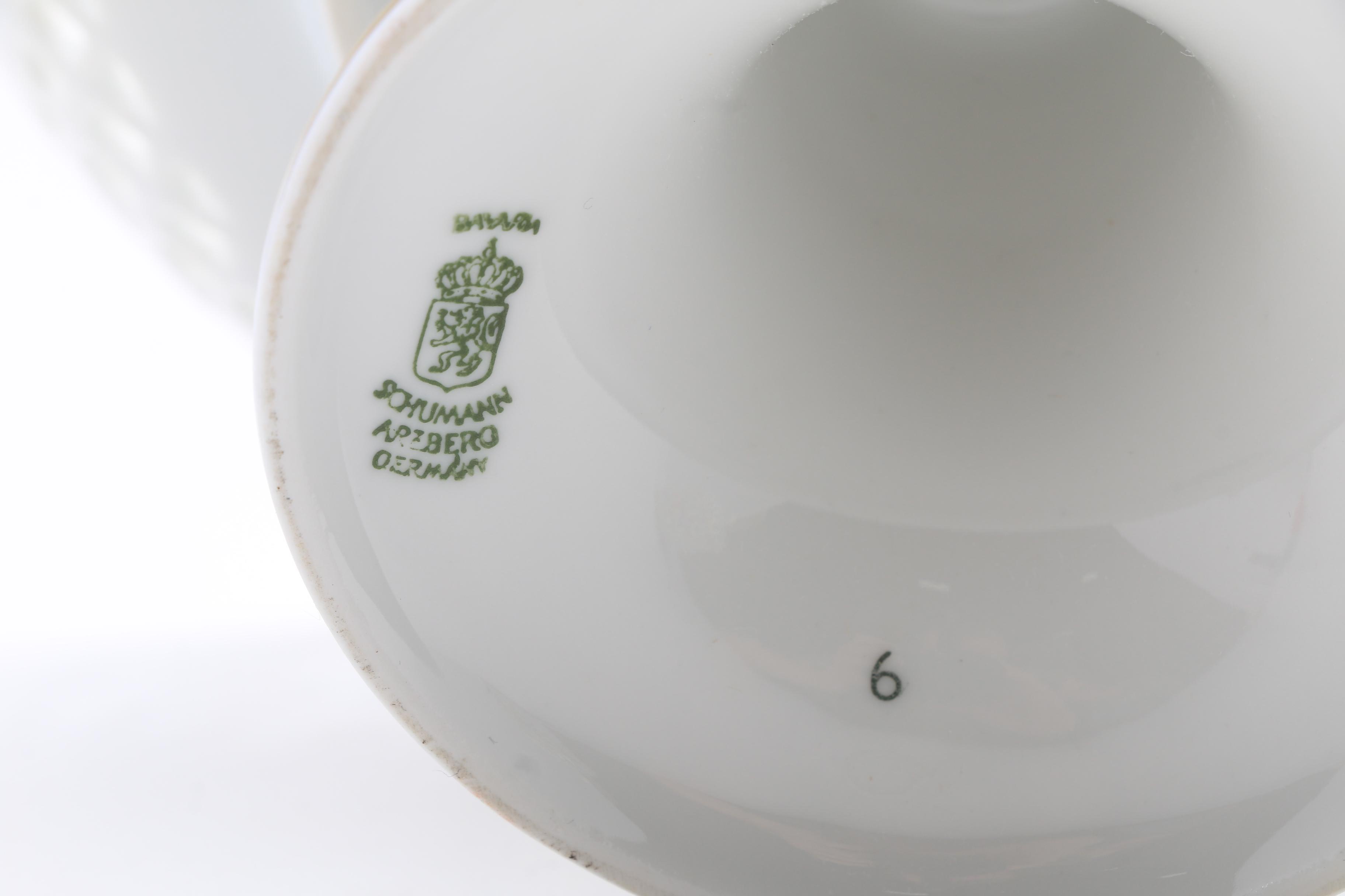 Schuman Bavarian Porcelain, "Chateau Bouquet" Compotes and Pot