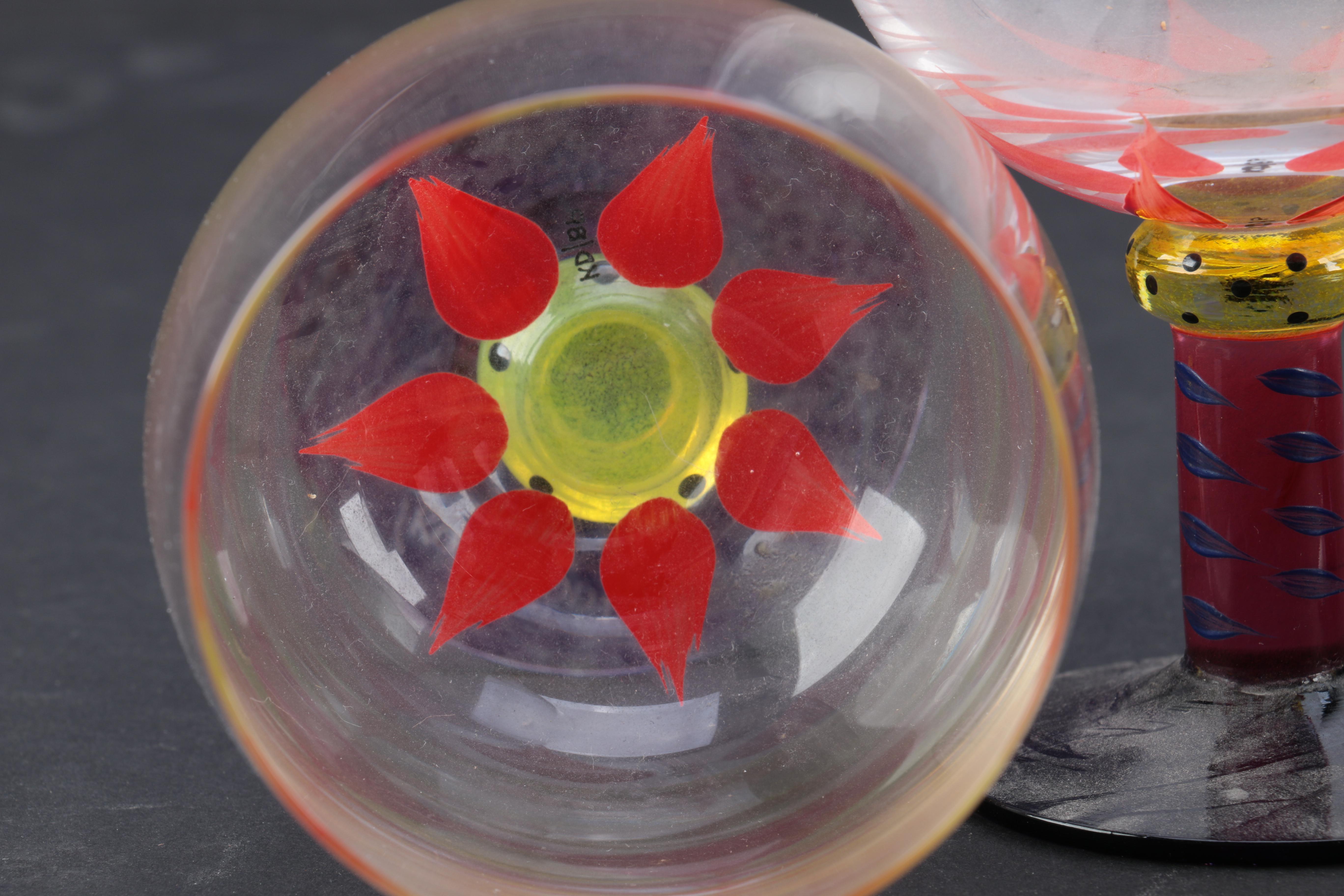 Kosta Boda "Palm Tree" Goblets and Orrefors "Clown" Champagne Flutes