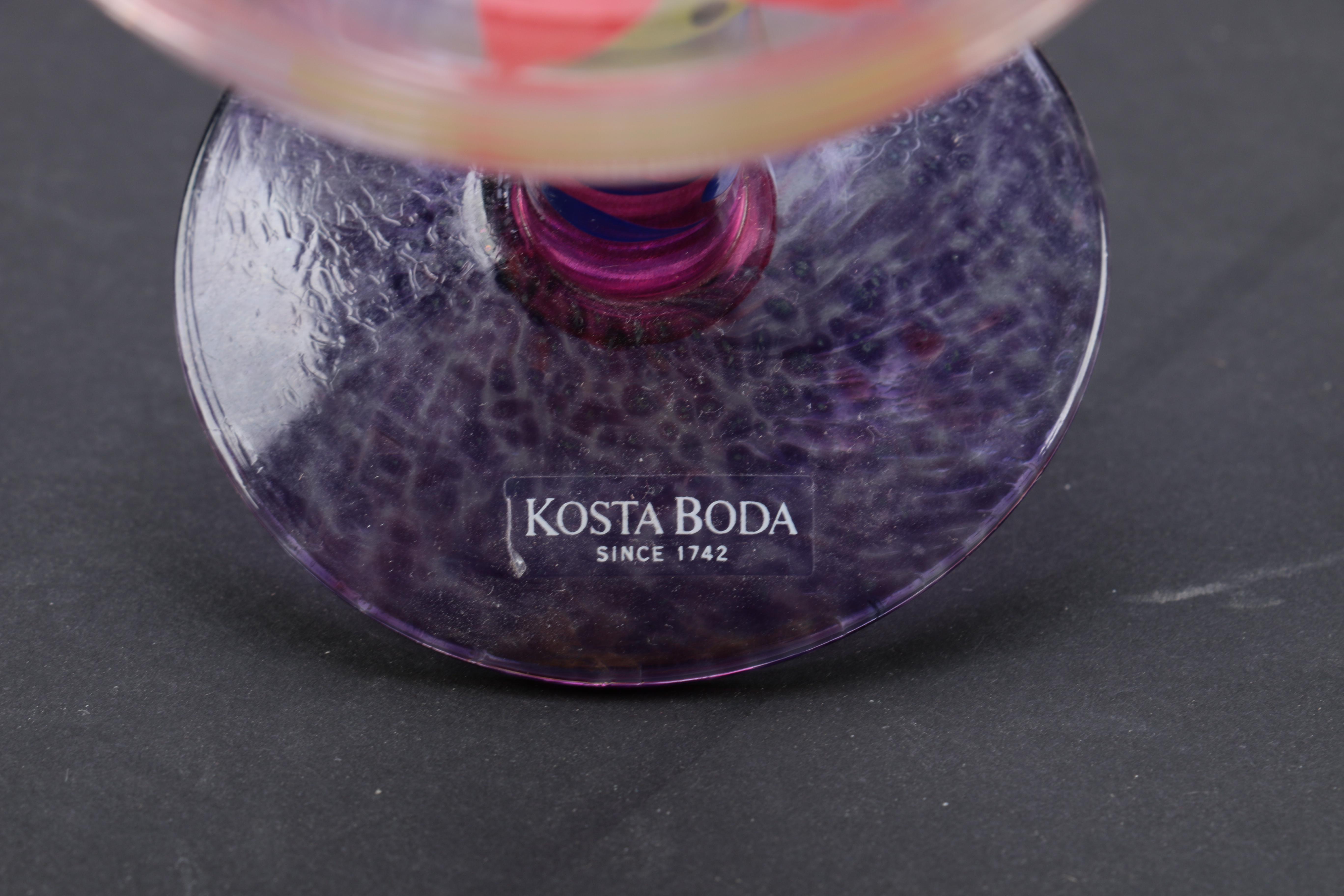 Kosta Boda "Palm Tree" Goblets and Orrefors "Clown" Champagne Flutes