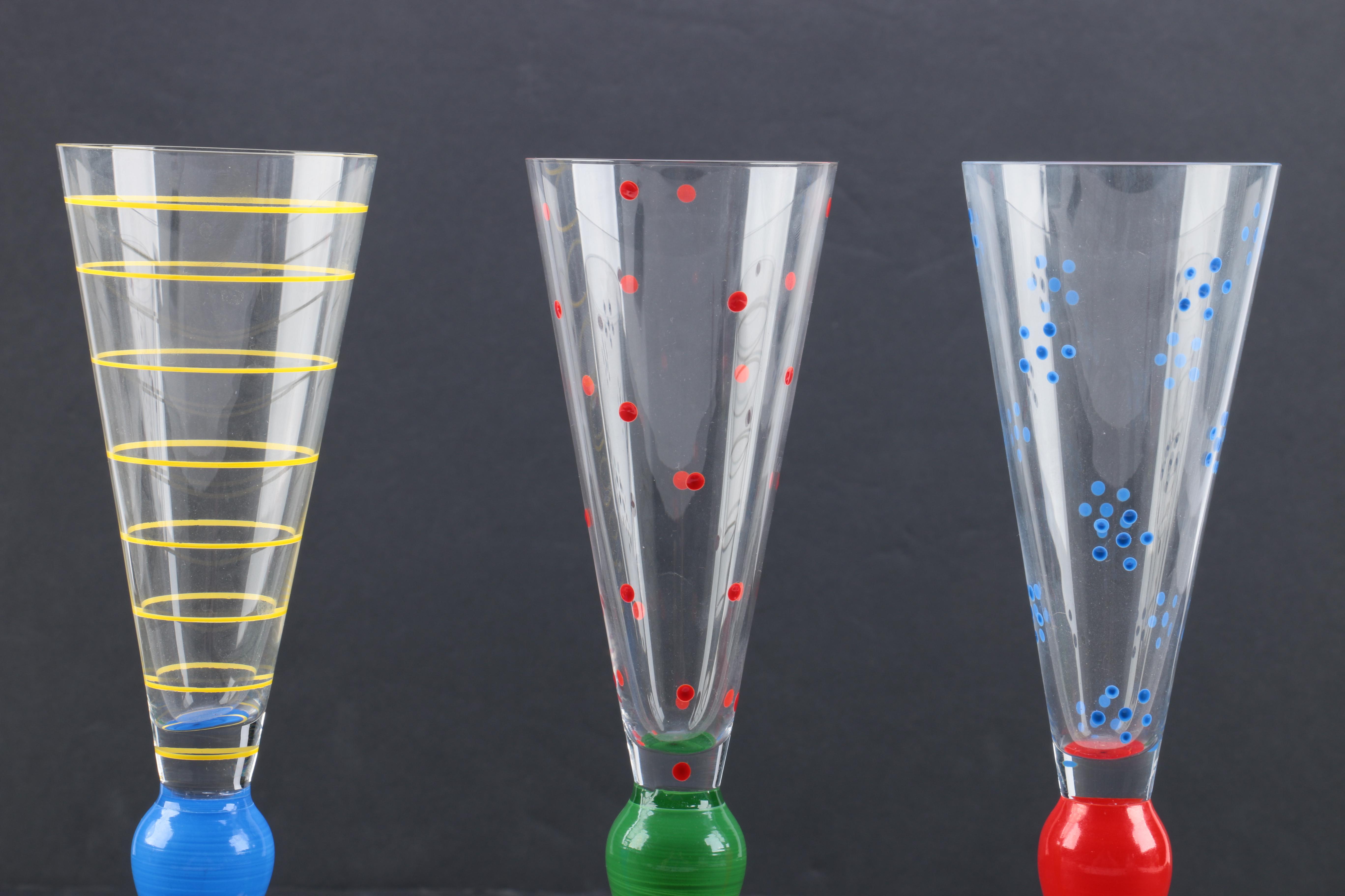 Kosta Boda "Palm Tree" Goblets and Orrefors "Clown" Champagne Flutes