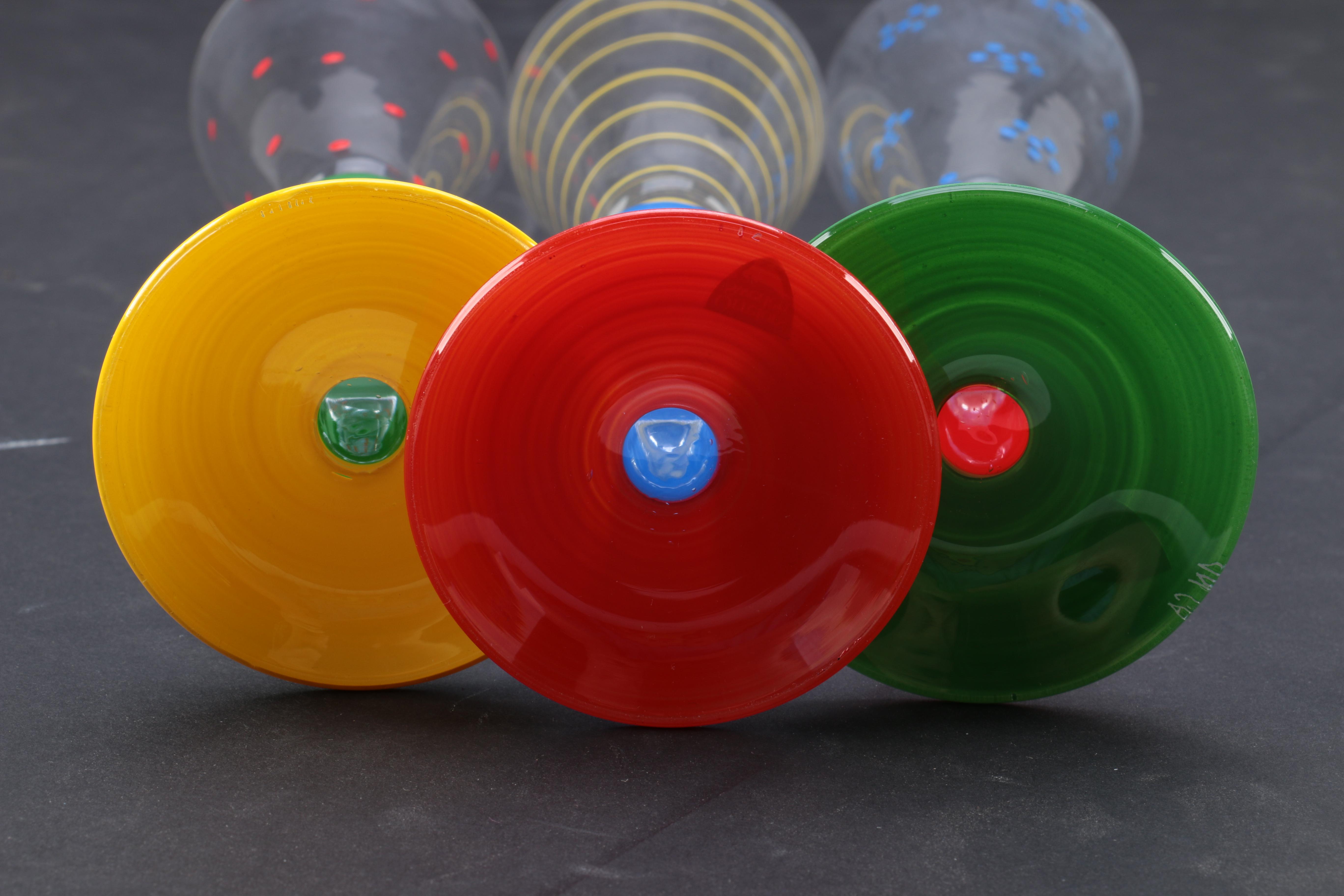 Kosta Boda "Palm Tree" Goblets and Orrefors "Clown" Champagne Flutes