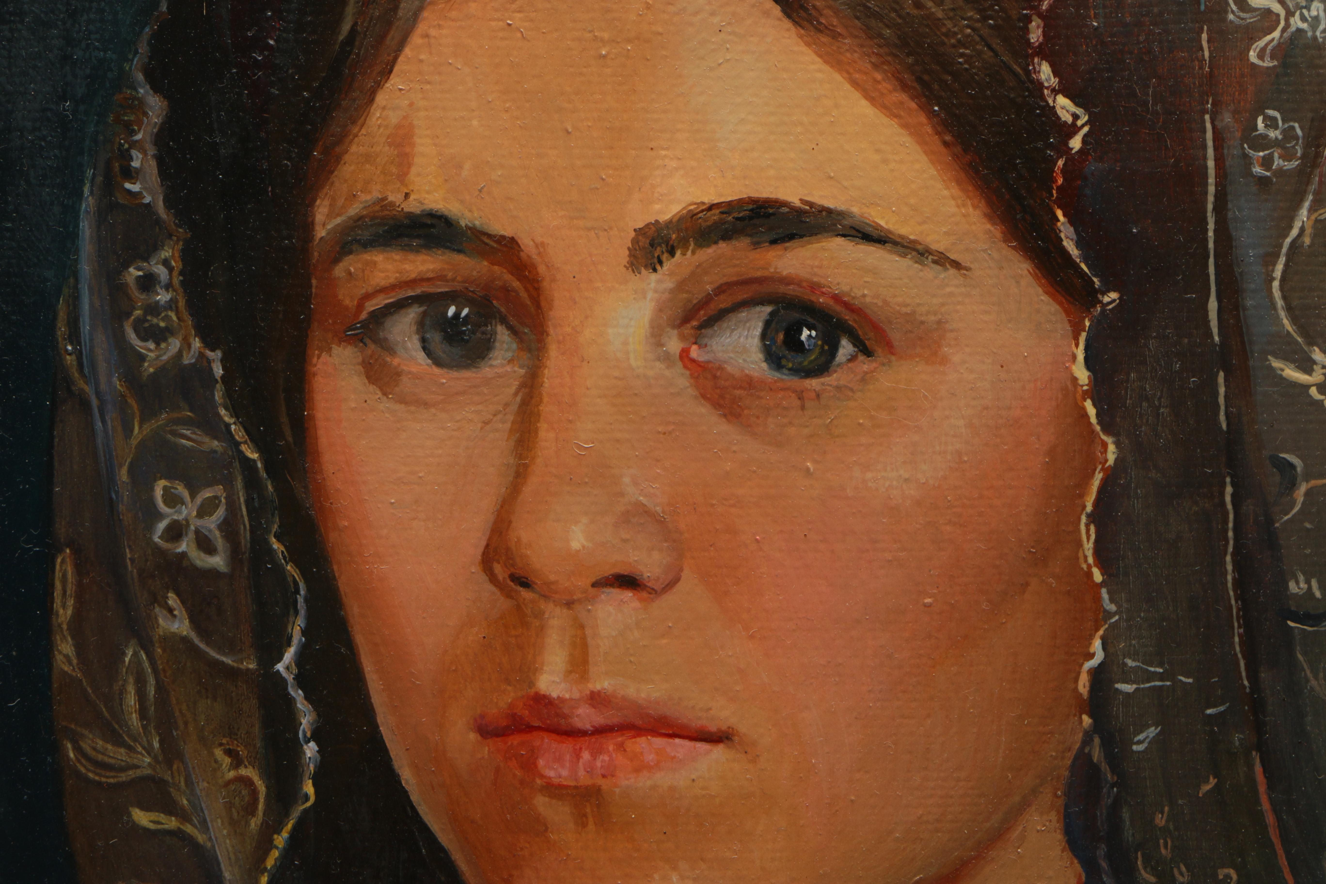 Maria Ballayeva Oil on Canvas "Girl in Russian Costume"