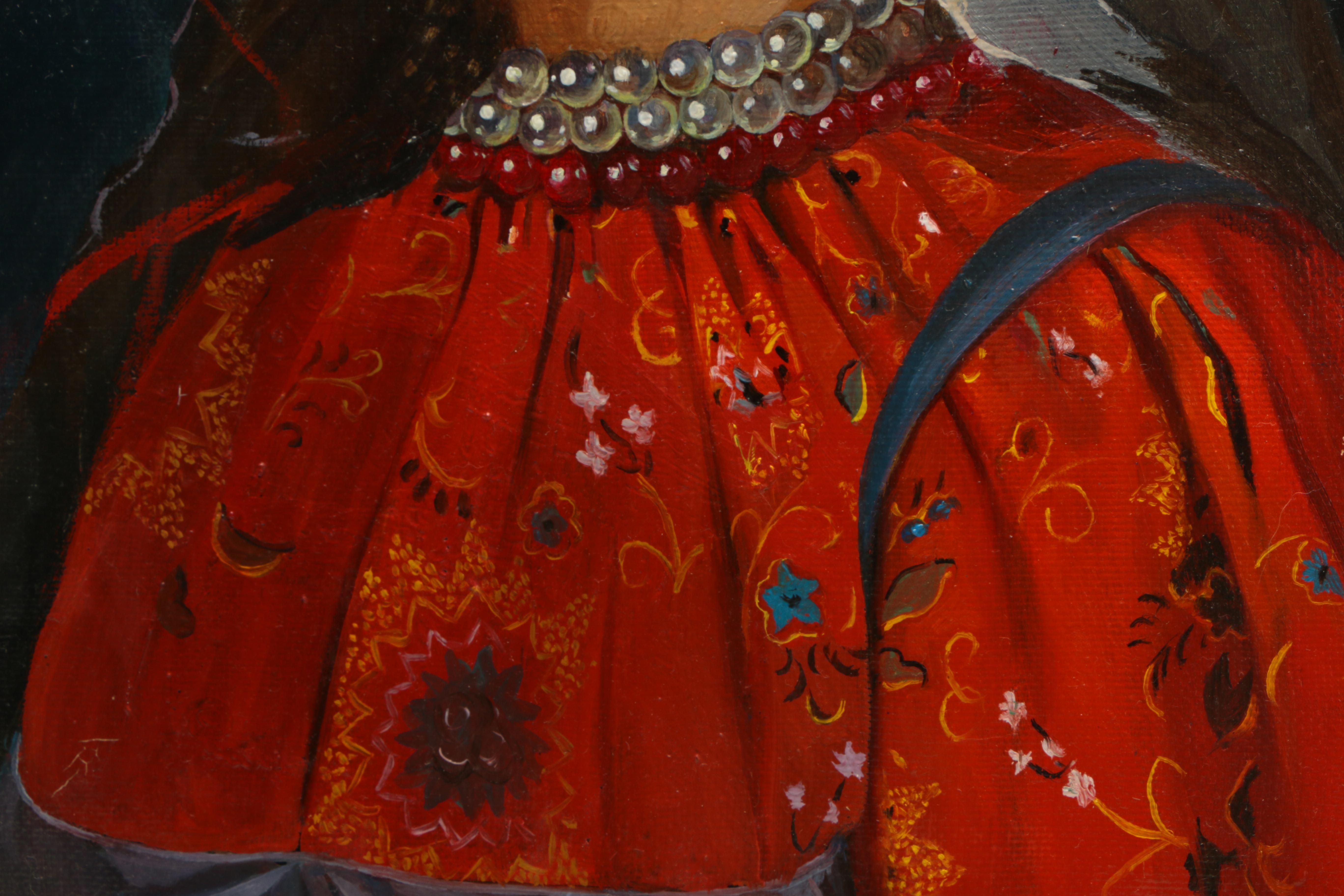 Maria Ballayeva Oil on Canvas "Girl in Russian Costume"