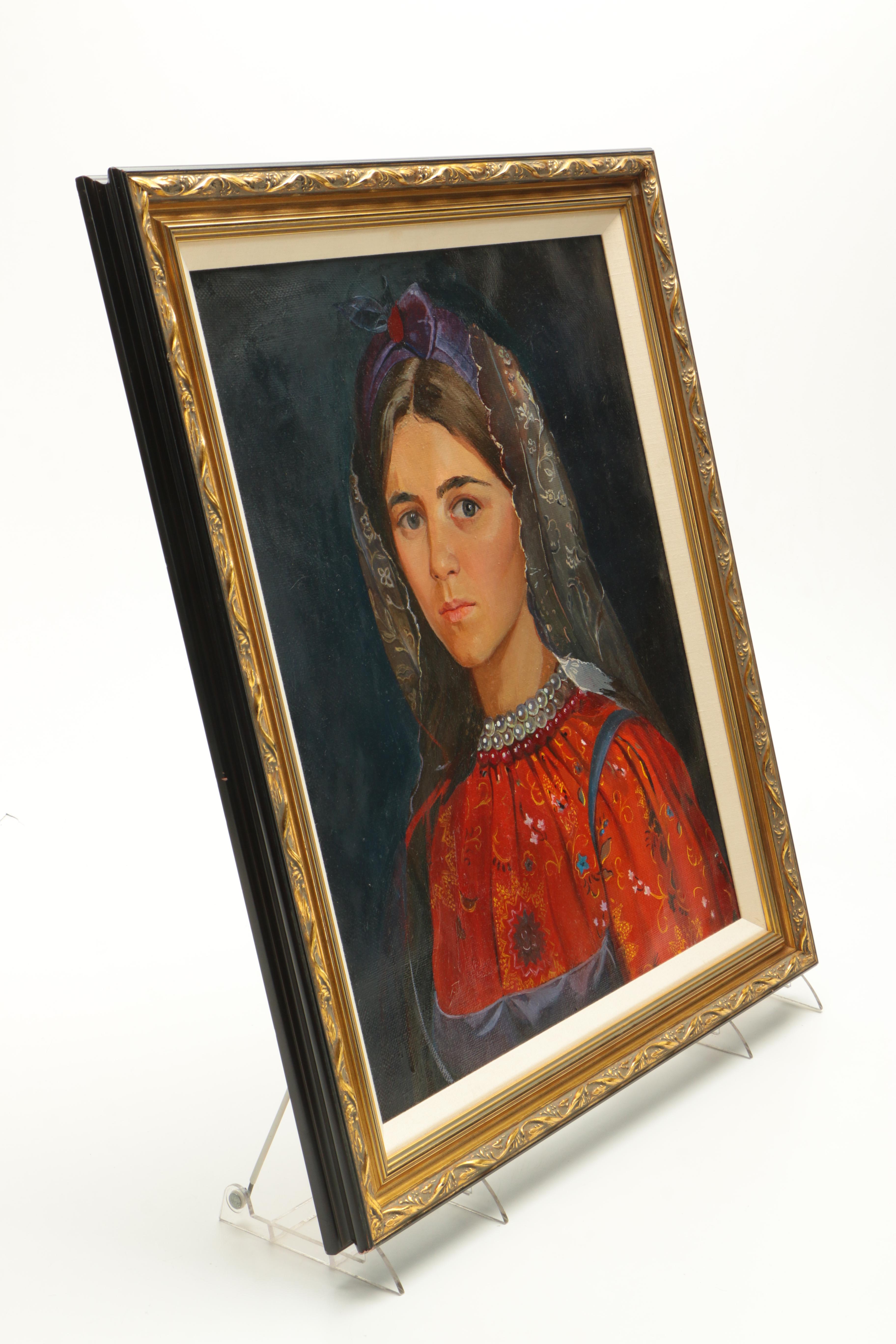 Maria Ballayeva Oil on Canvas "Girl in Russian Costume"