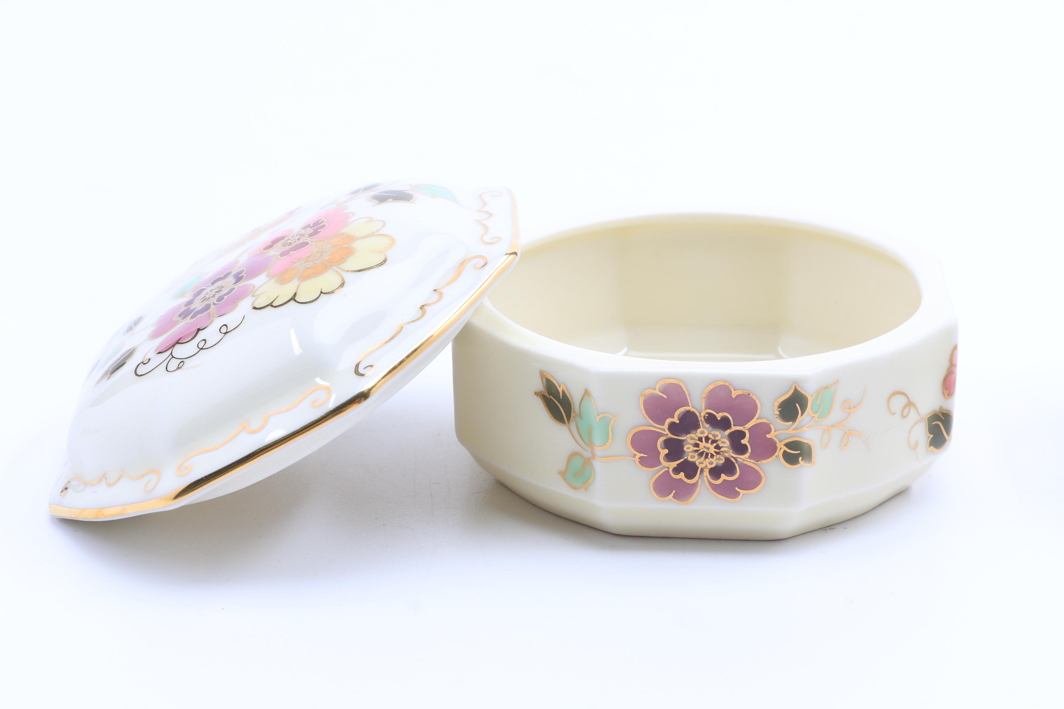 Zsolnay Hand Painted Porcelain Dresser Accessories