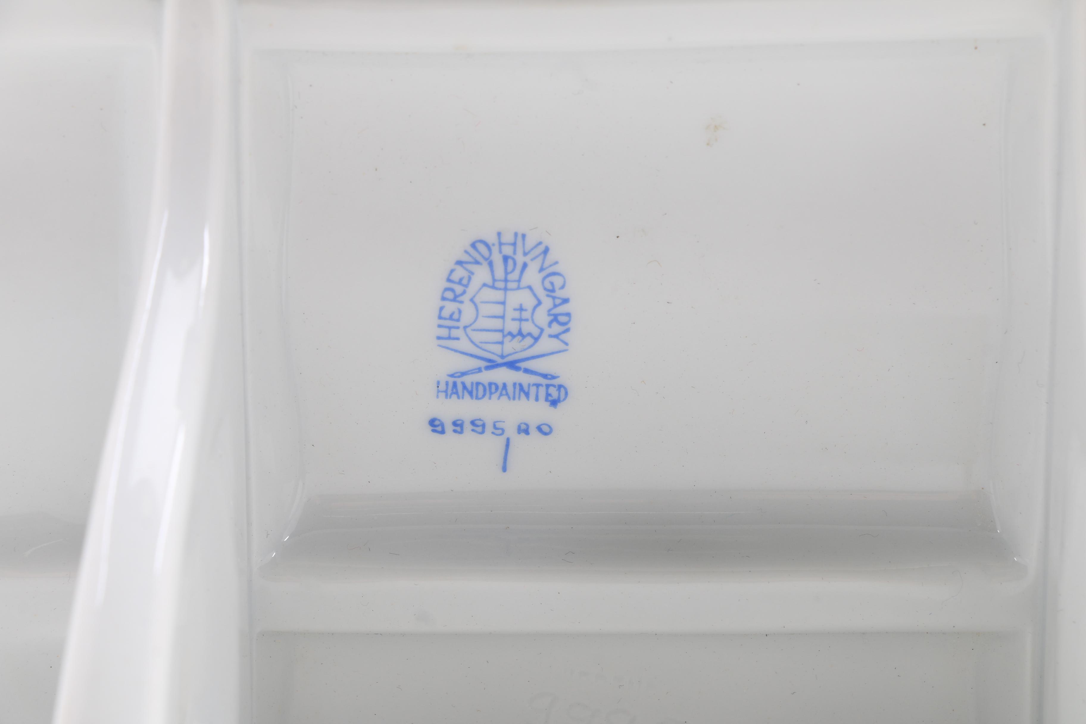 Two Herend "Rothschild Birds" Porcelain Display Signs