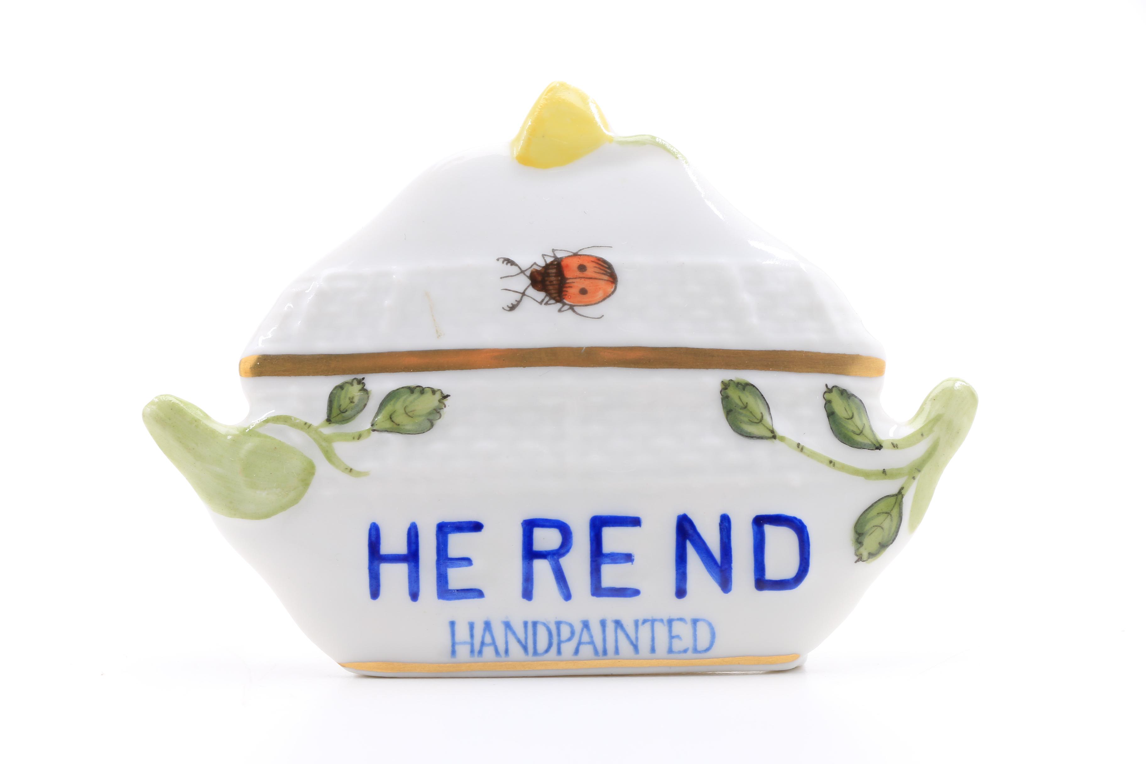 Two Herend "Rothschild Birds" Porcelain Display Signs