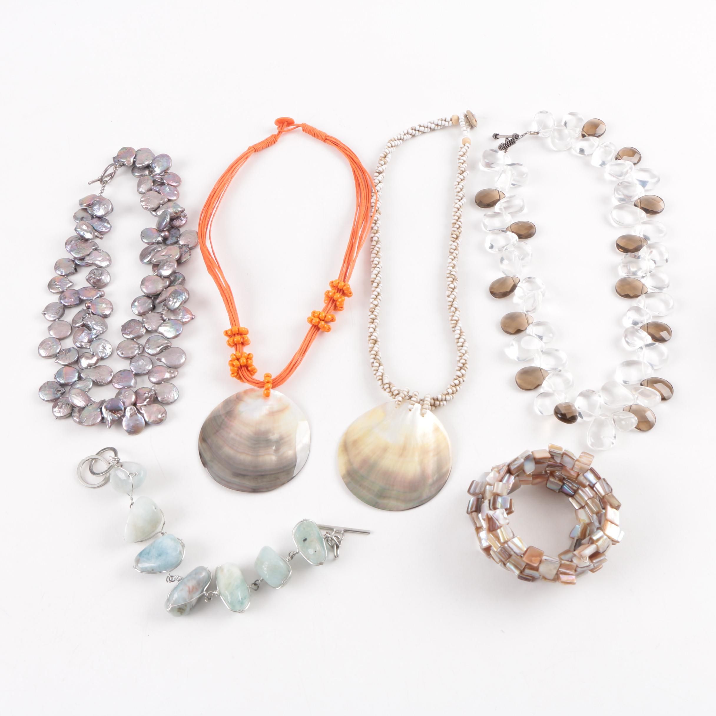 Assorted Costume Jewelry Including Pieces with Shell