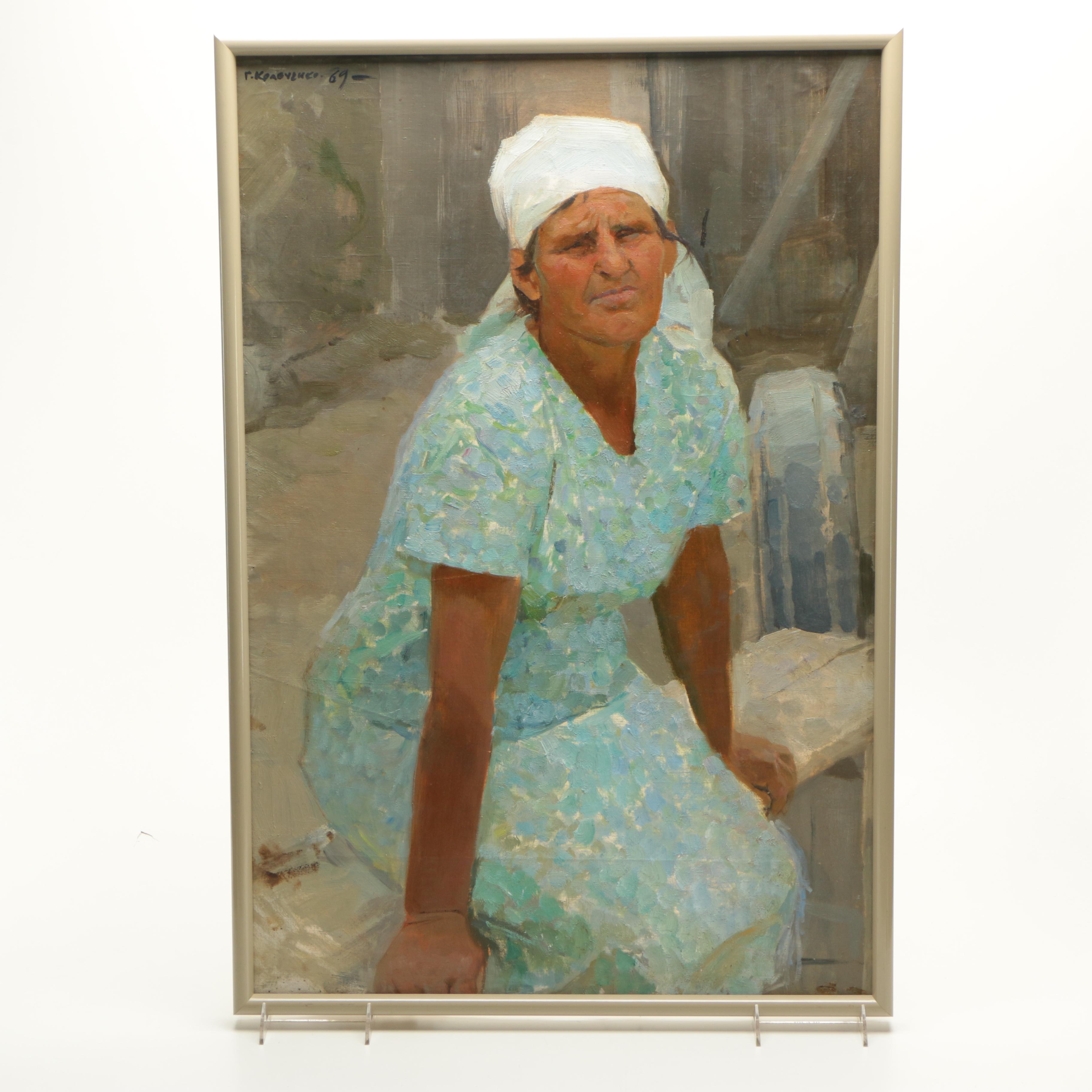Grigory Kravchenko Oil Painting of a Russian Woman