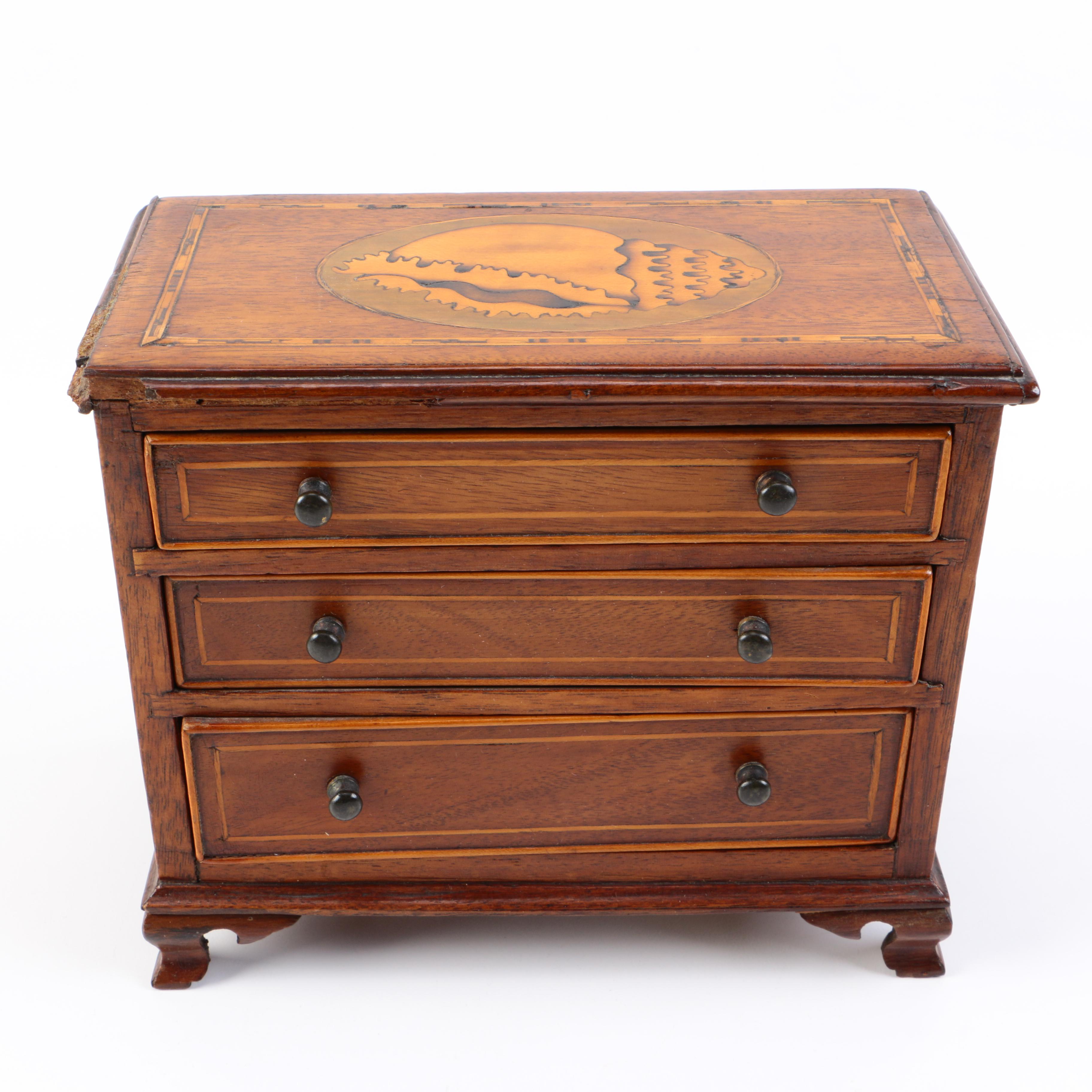 George III Miniature Chest of Drawers with Marquetry Inlay