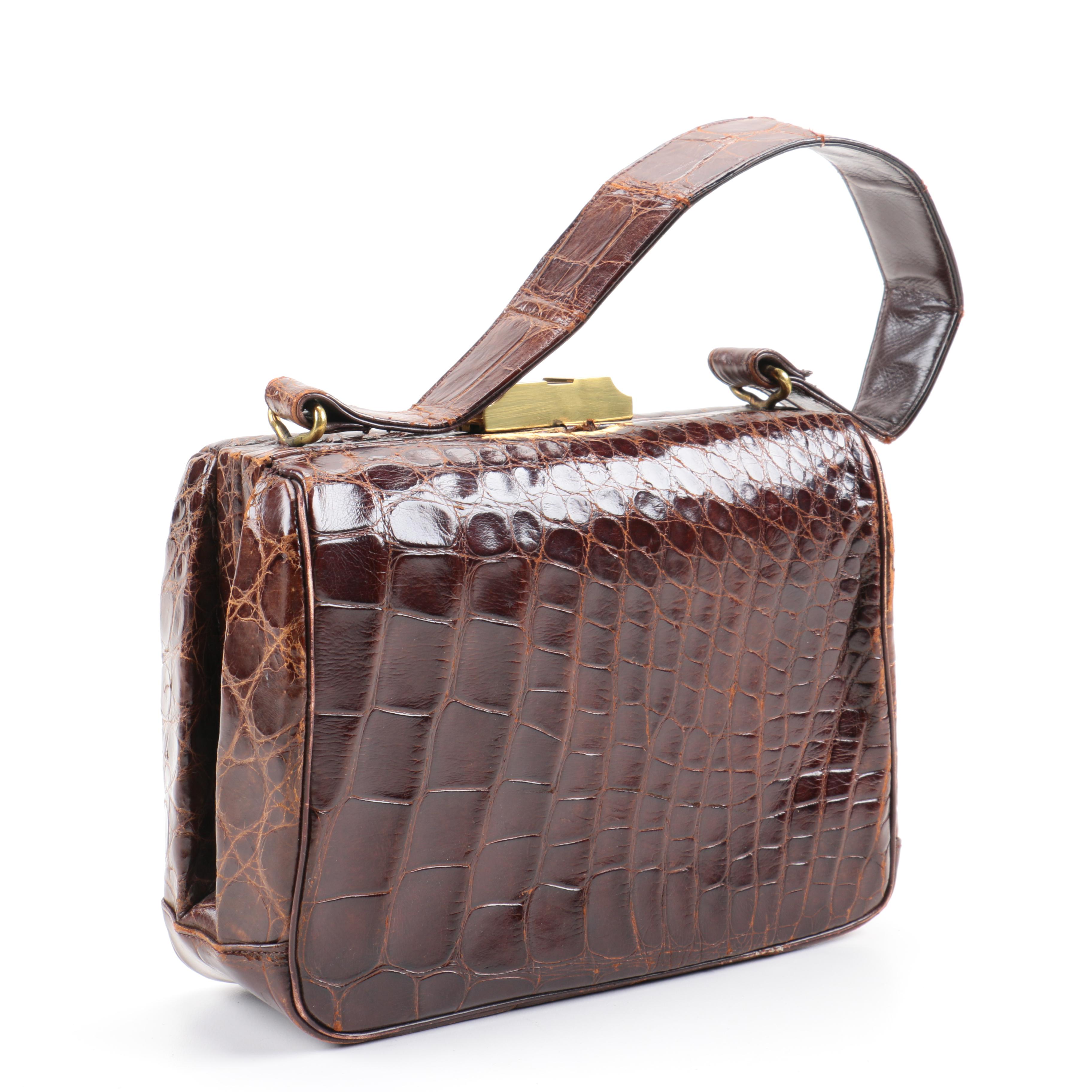 Circa 1950s Lesco Crocodile Handbag