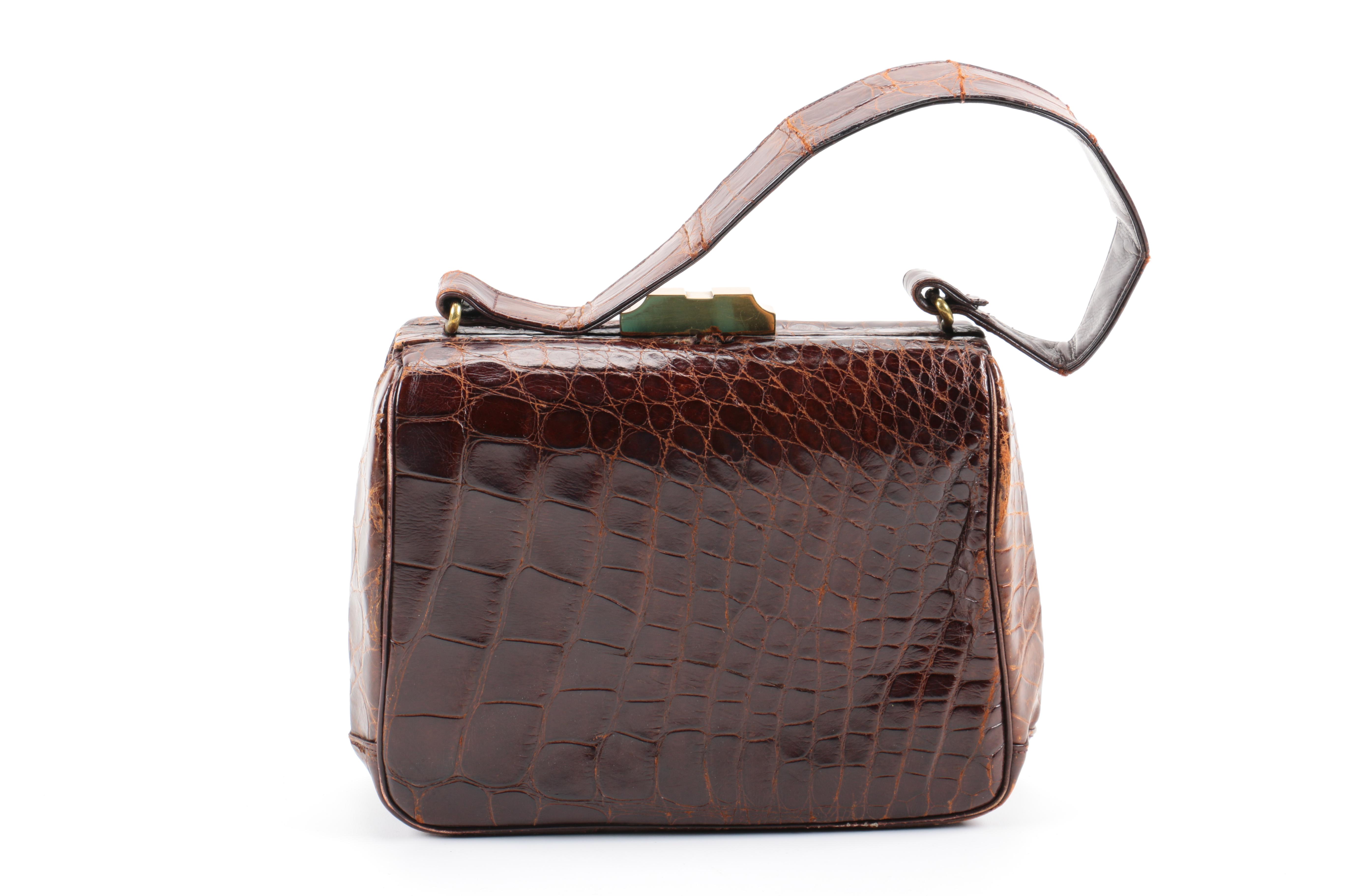 Circa 1950s Lesco Crocodile Handbag