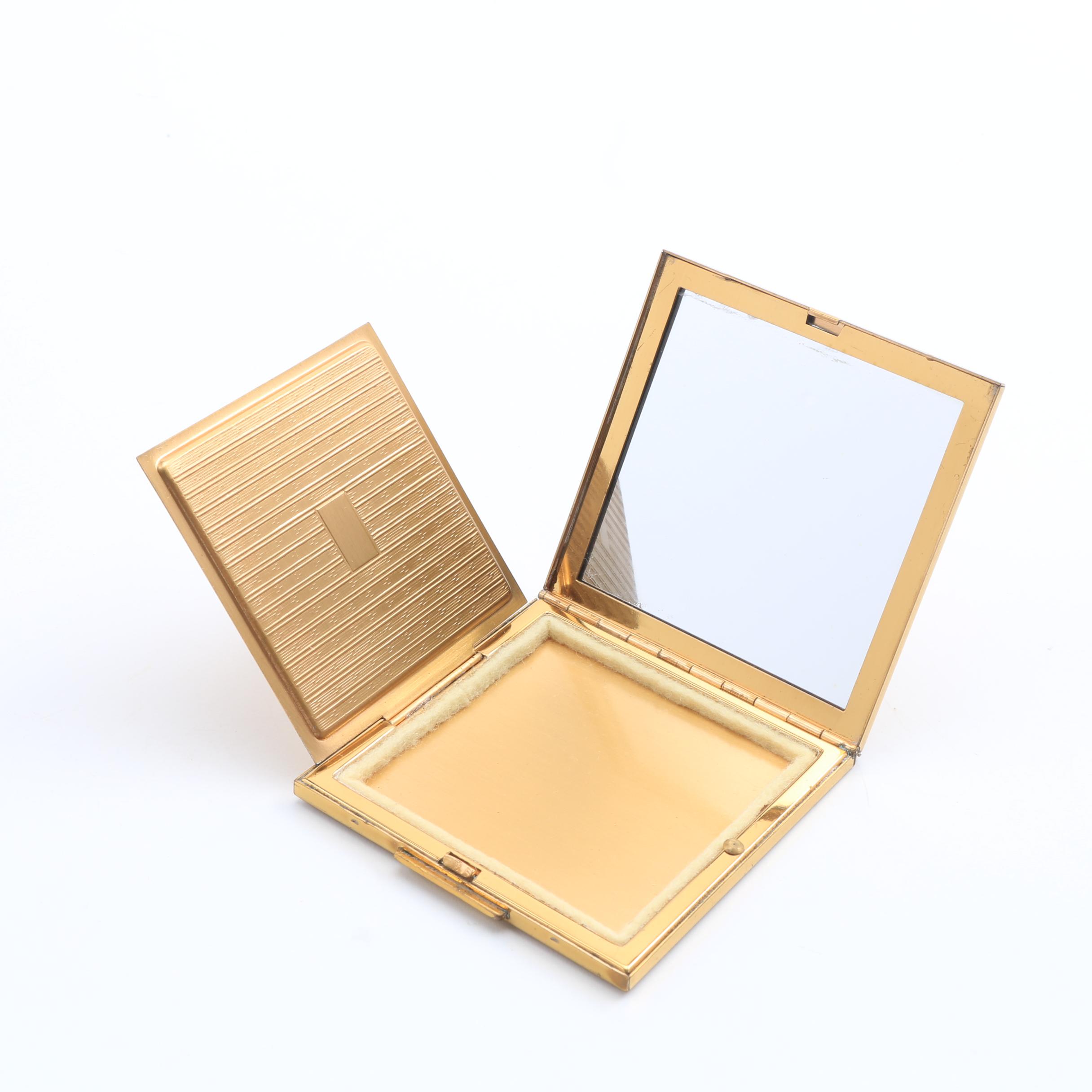 Six Vintage Gold Tone Compacts