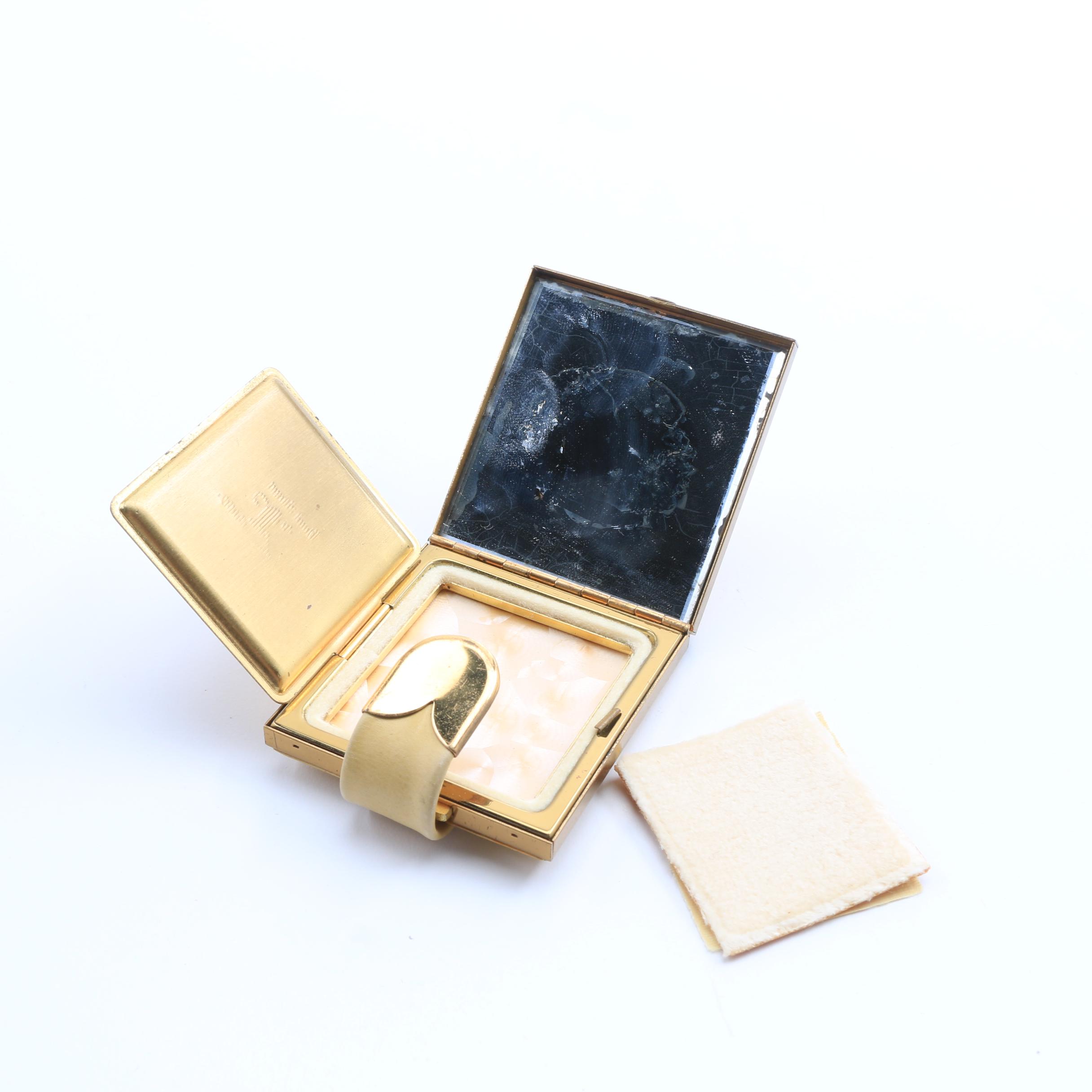 Six Vintage Gold Tone Compacts