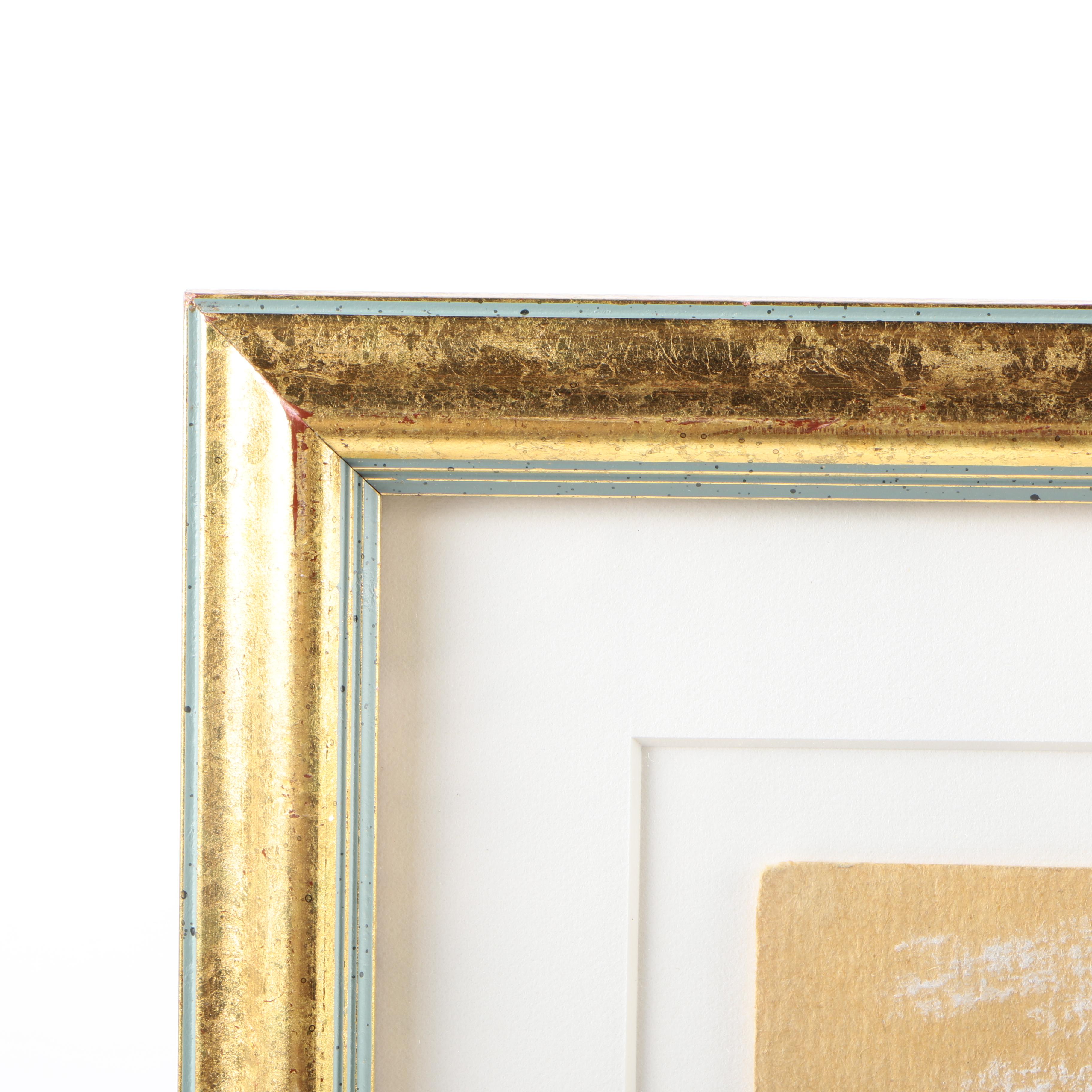 Conte Crayon Drawing on Tan Paper of Coastal House