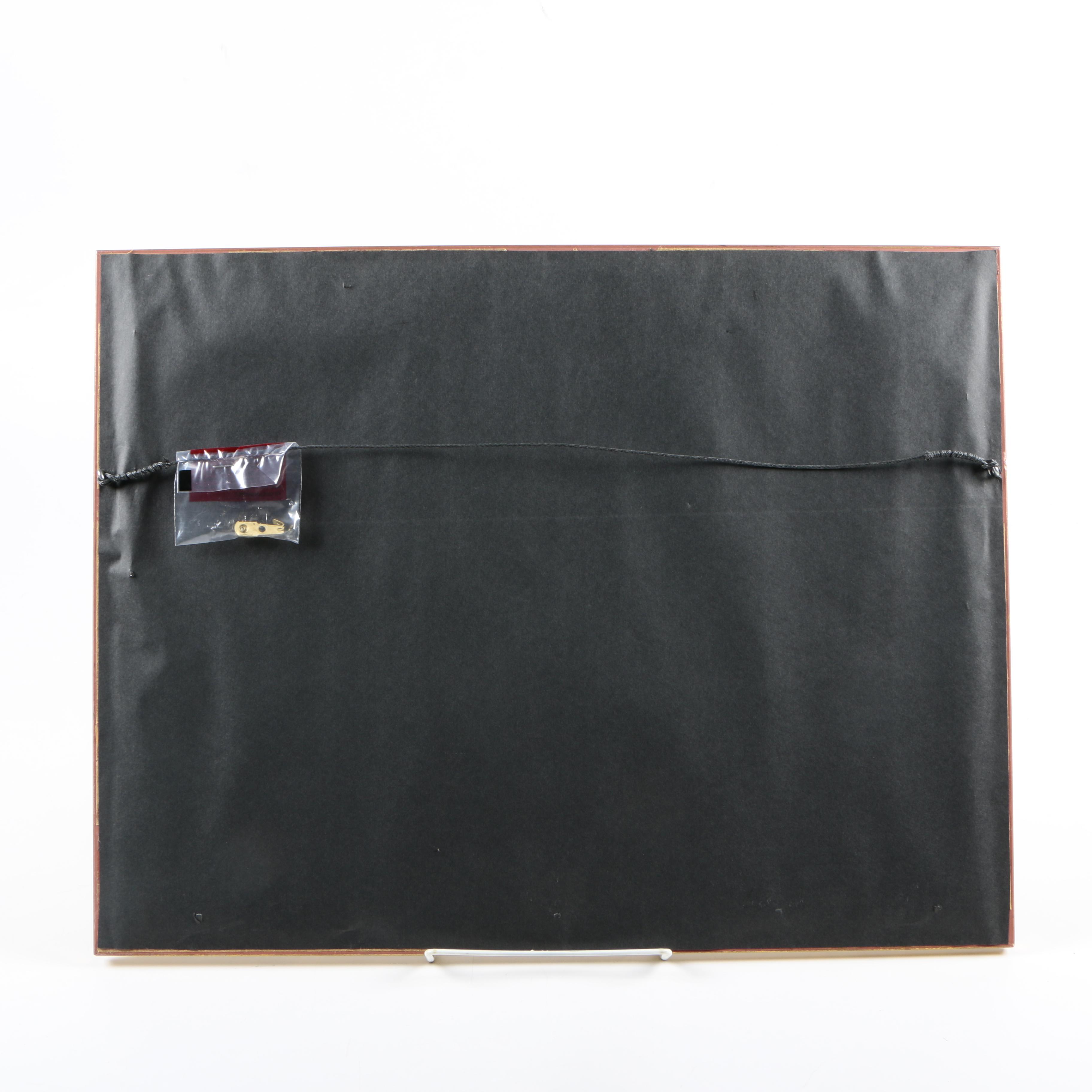 Conte Crayon Drawing on Tan Paper of Coastal House