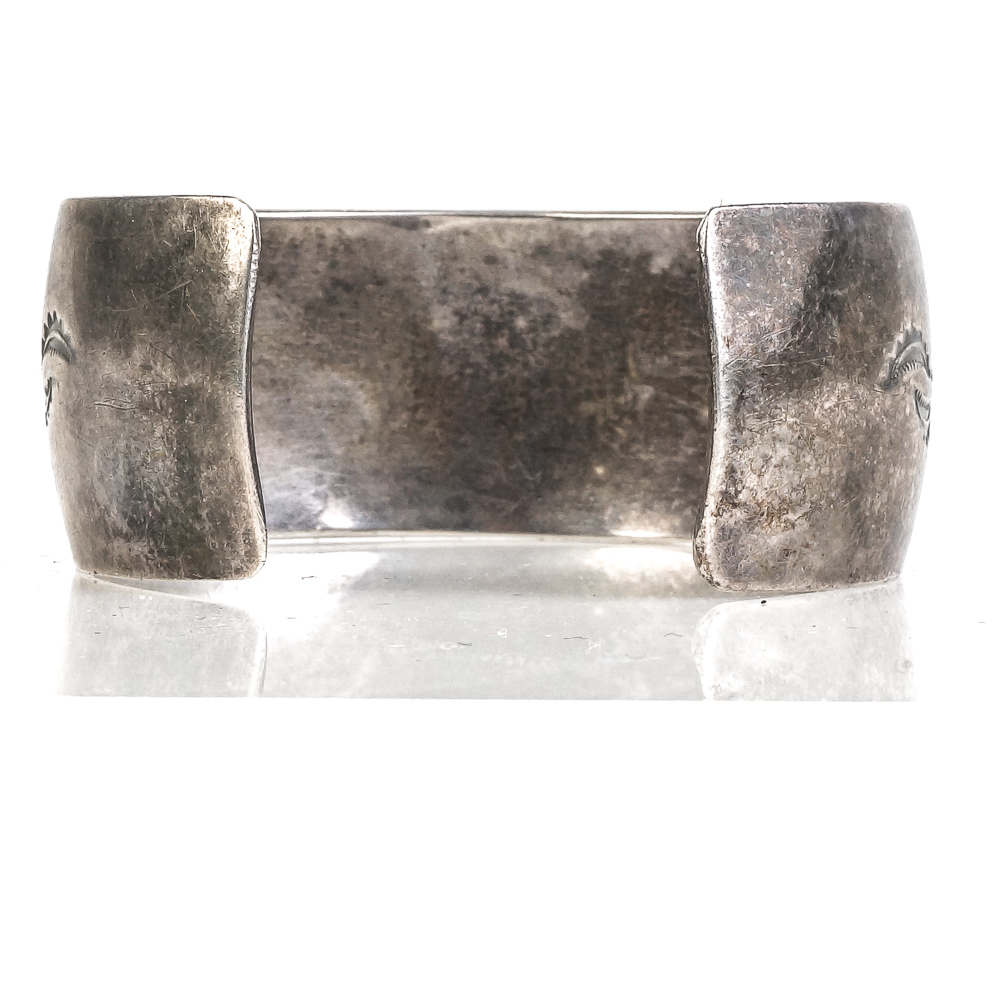 Pair of Native American Inspired Sterling Silver Cuff Bracelets