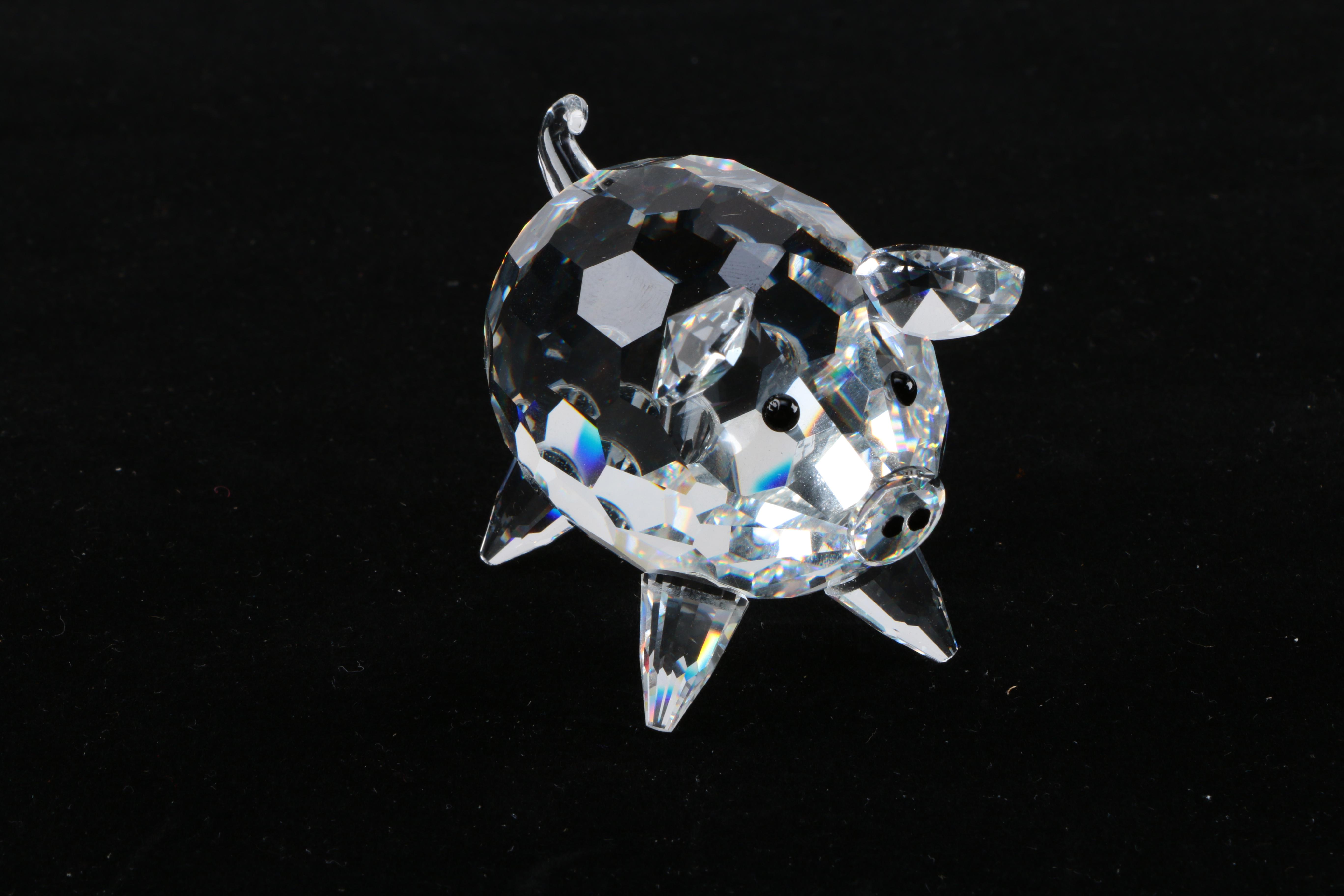 Vintage Swarovski Silver Crystal Pig Figurine