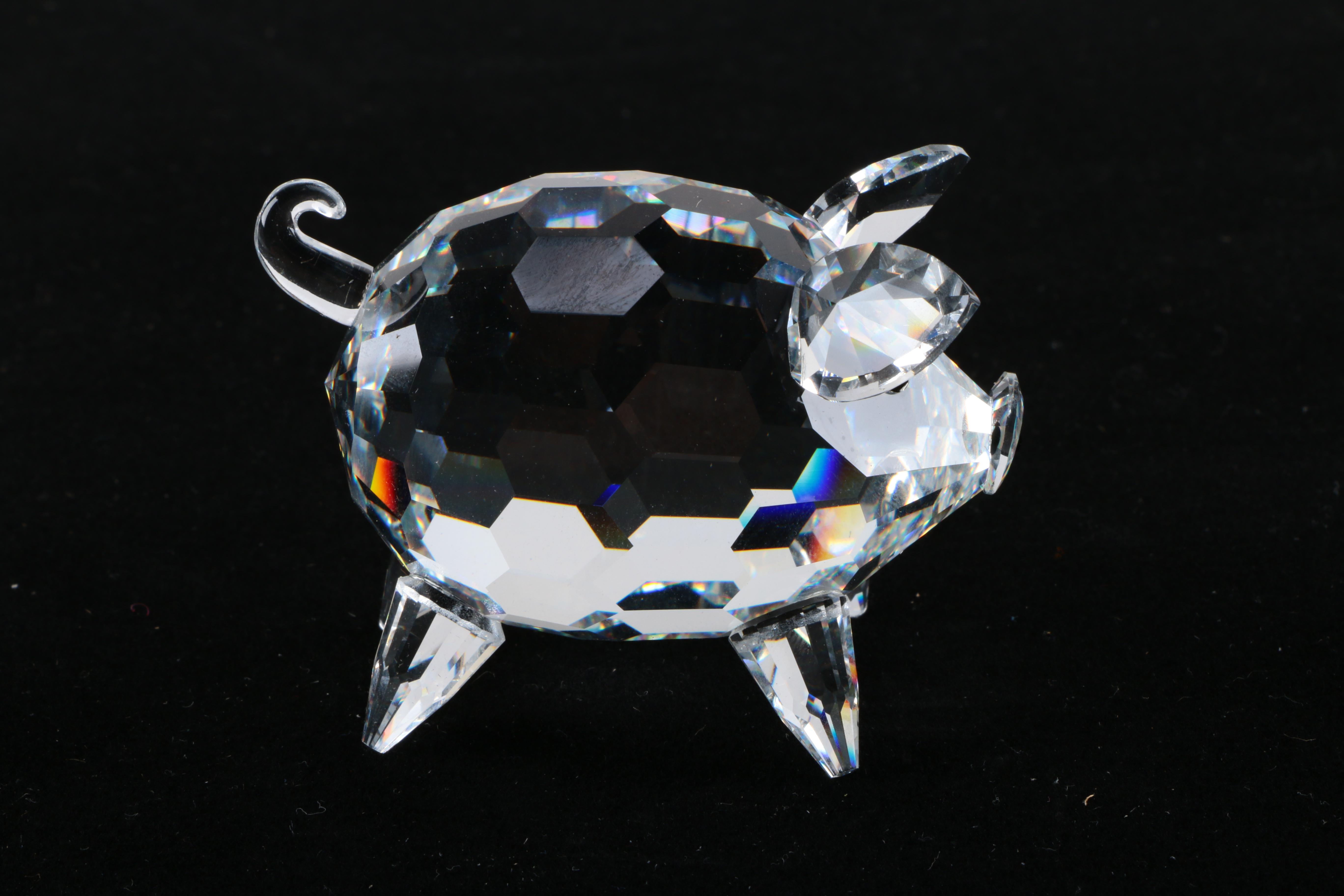 Vintage Swarovski Silver Crystal Pig Figurine