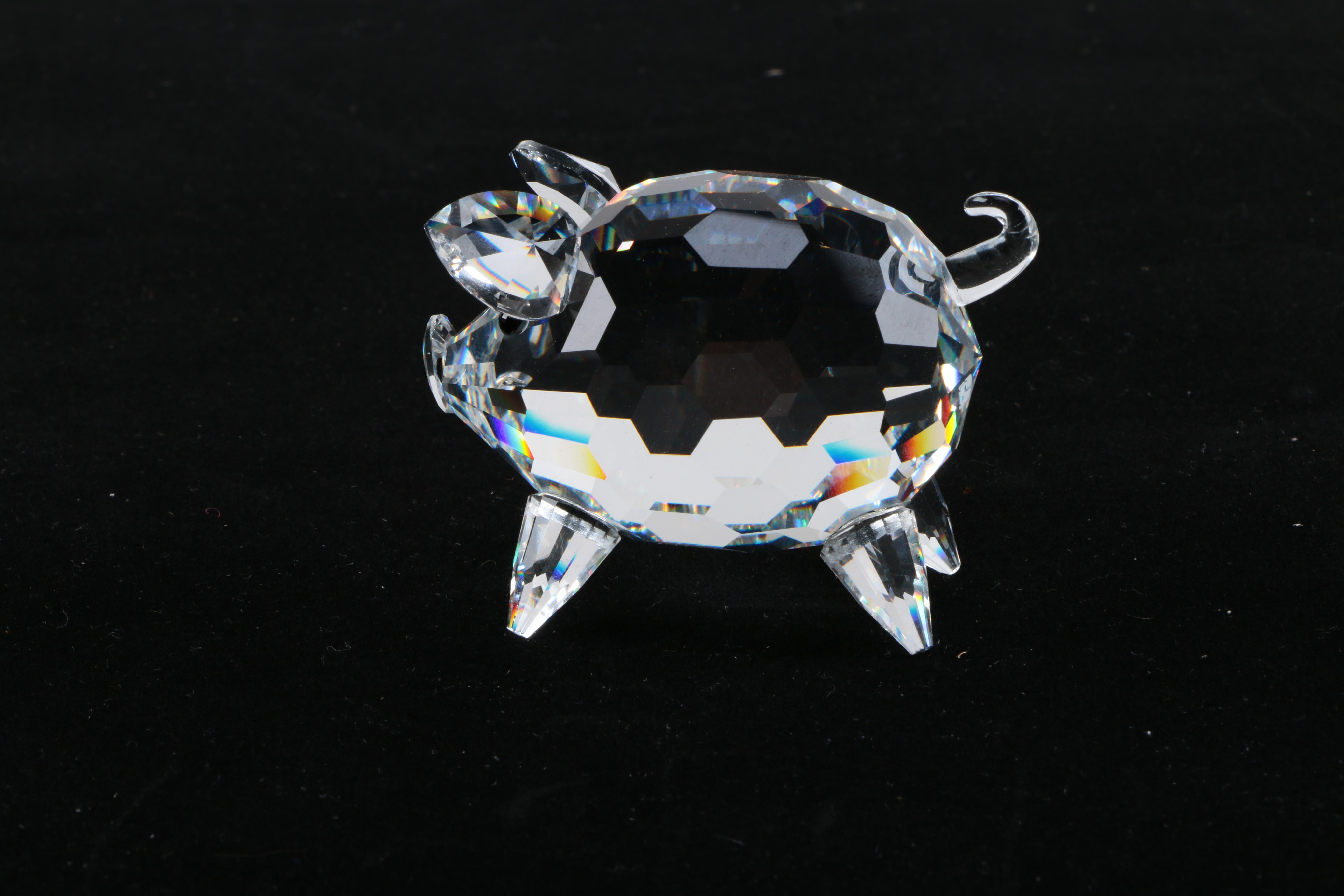 Vintage Swarovski Silver Crystal Pig Figurine
