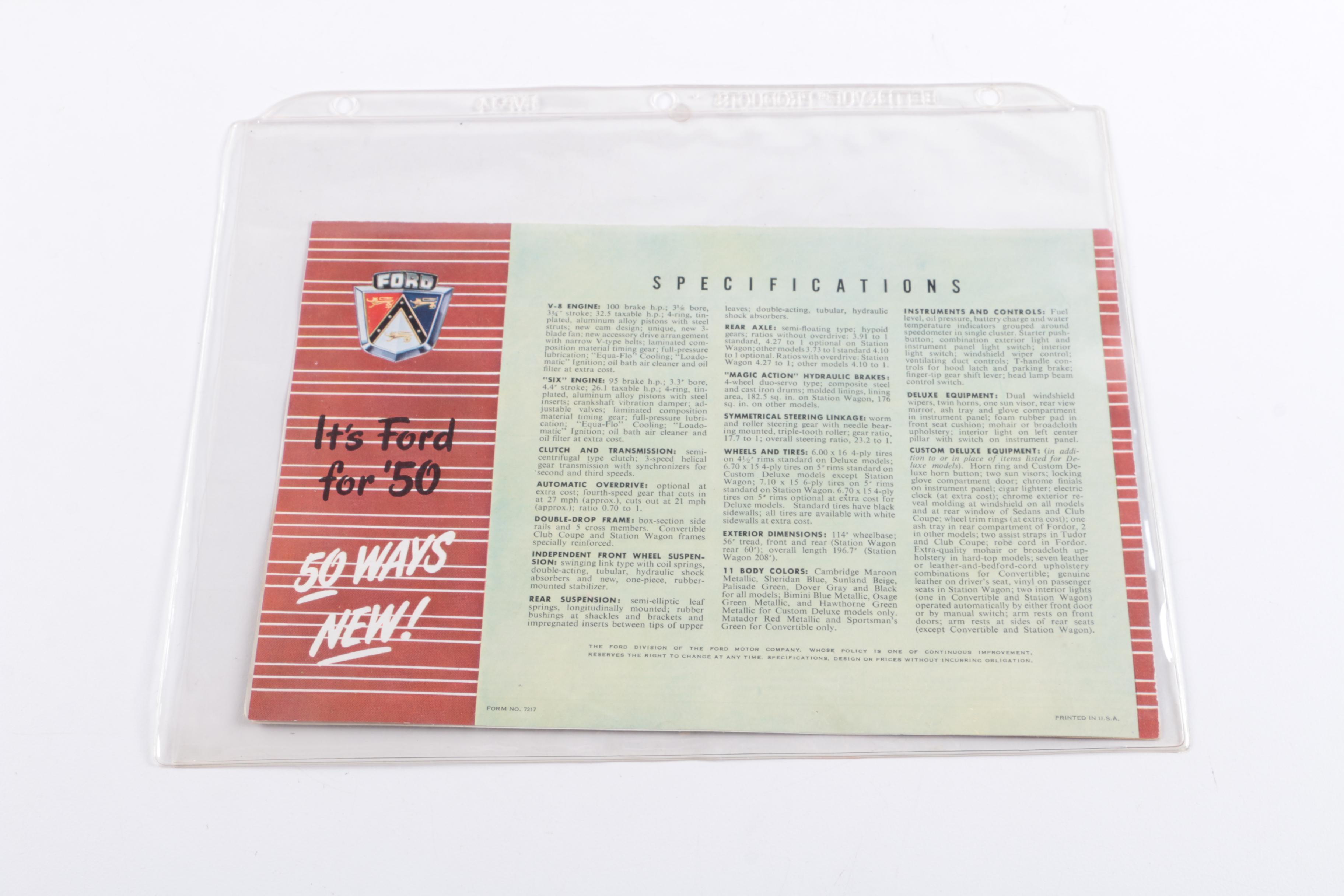 1950s Ford Automobile Manuals and More